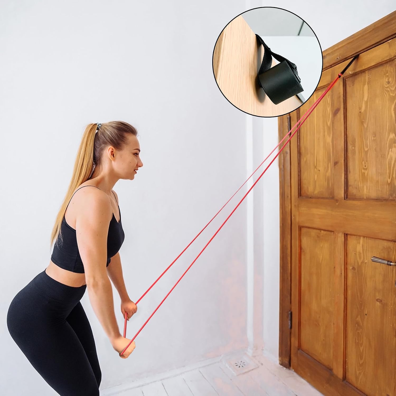Detalle de POWER GUIDANCE Resistance Bands Widerstandsbänder-Set inkl. Türanker, 2 Griffe & Tragetasche
