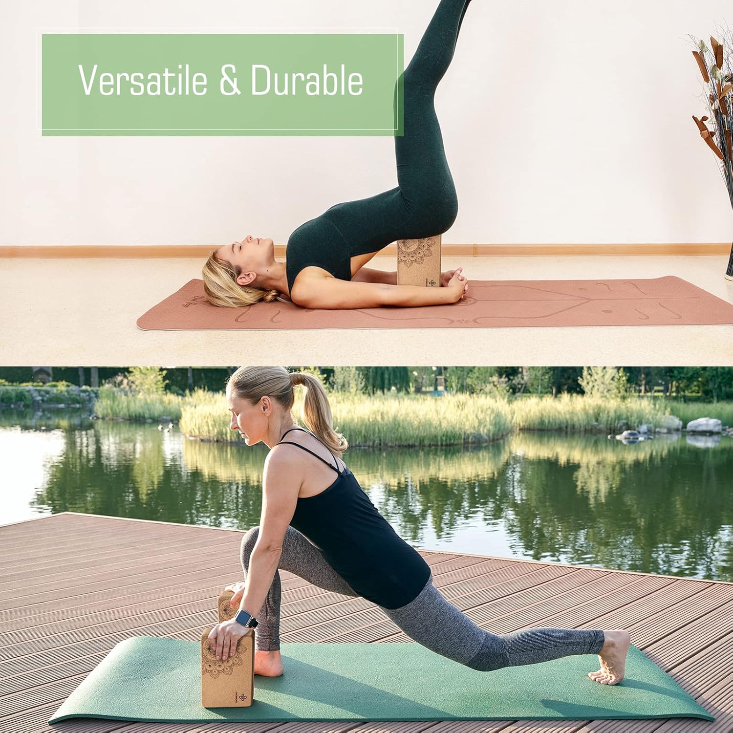 Thumbnail 3 de Overmont Mattoncini Yoga in Sughero – 2 Blocchi in Sughero Naturale con Cinghia 2,4 m