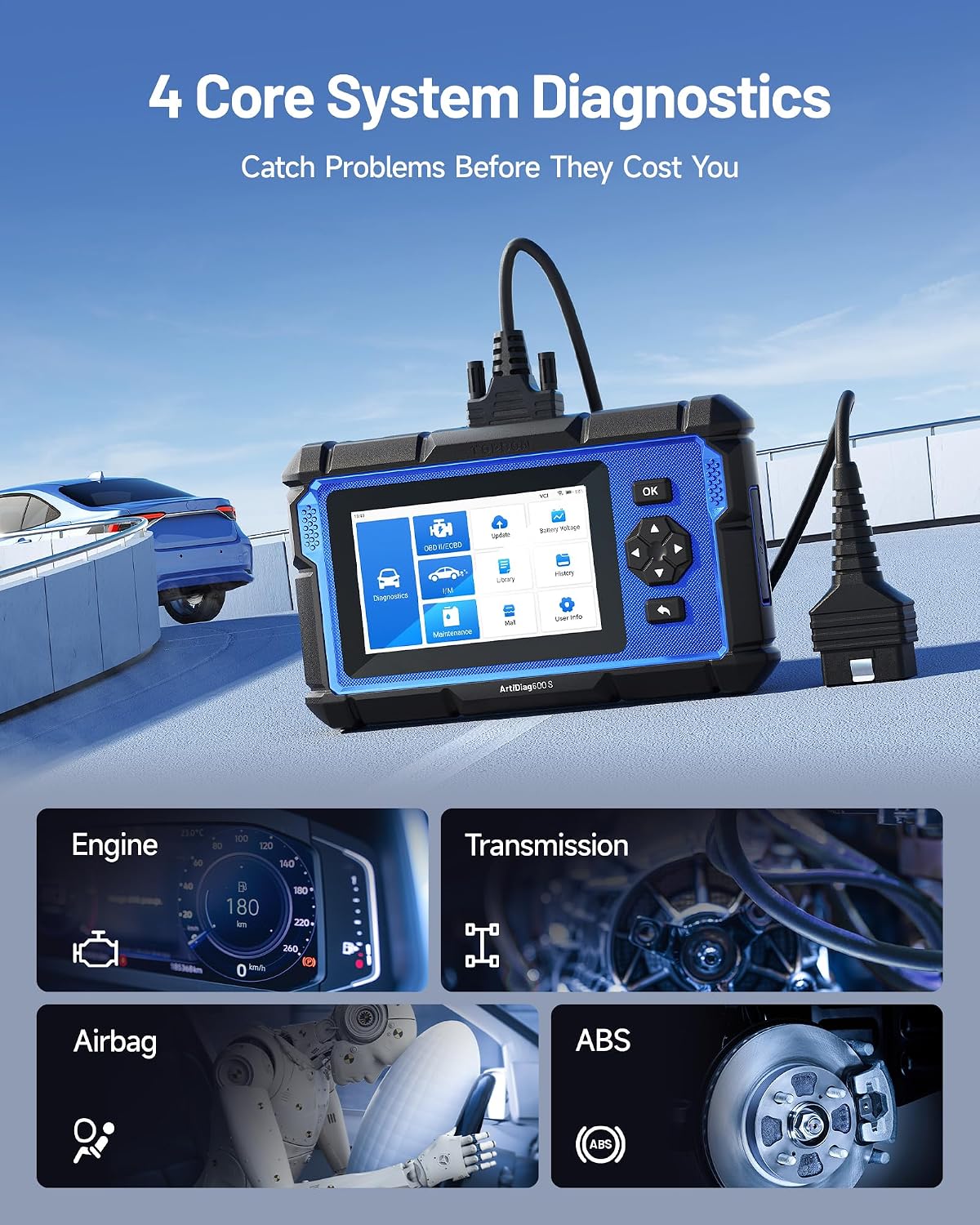Thumbnail 1 de TOPDON AD600S OBD2 Scanner: Advanced 9‑in‑1 Diagnostic Tool with Auto-VIN and Lifetime Updates