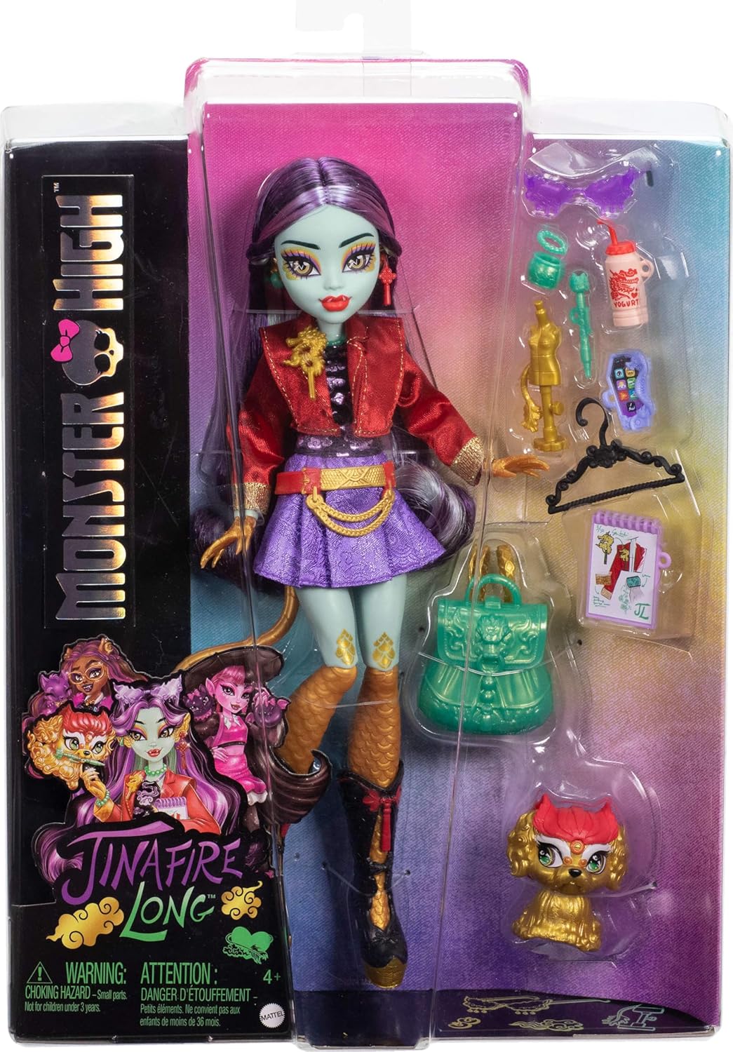 Thumbnail 5 de Monster High Jinafire Long (HYV58), poupée dragon avec sa mini-mascotte Cloudy « Yun Yun » et 7 accessoires