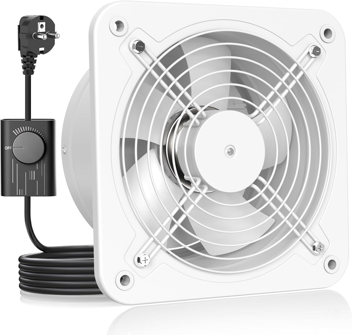 HG Power extracteur d’air 200 mm pour salle de bain, cuisine & garage — silencieux avec clapet antiretour et régulateur de vitesse