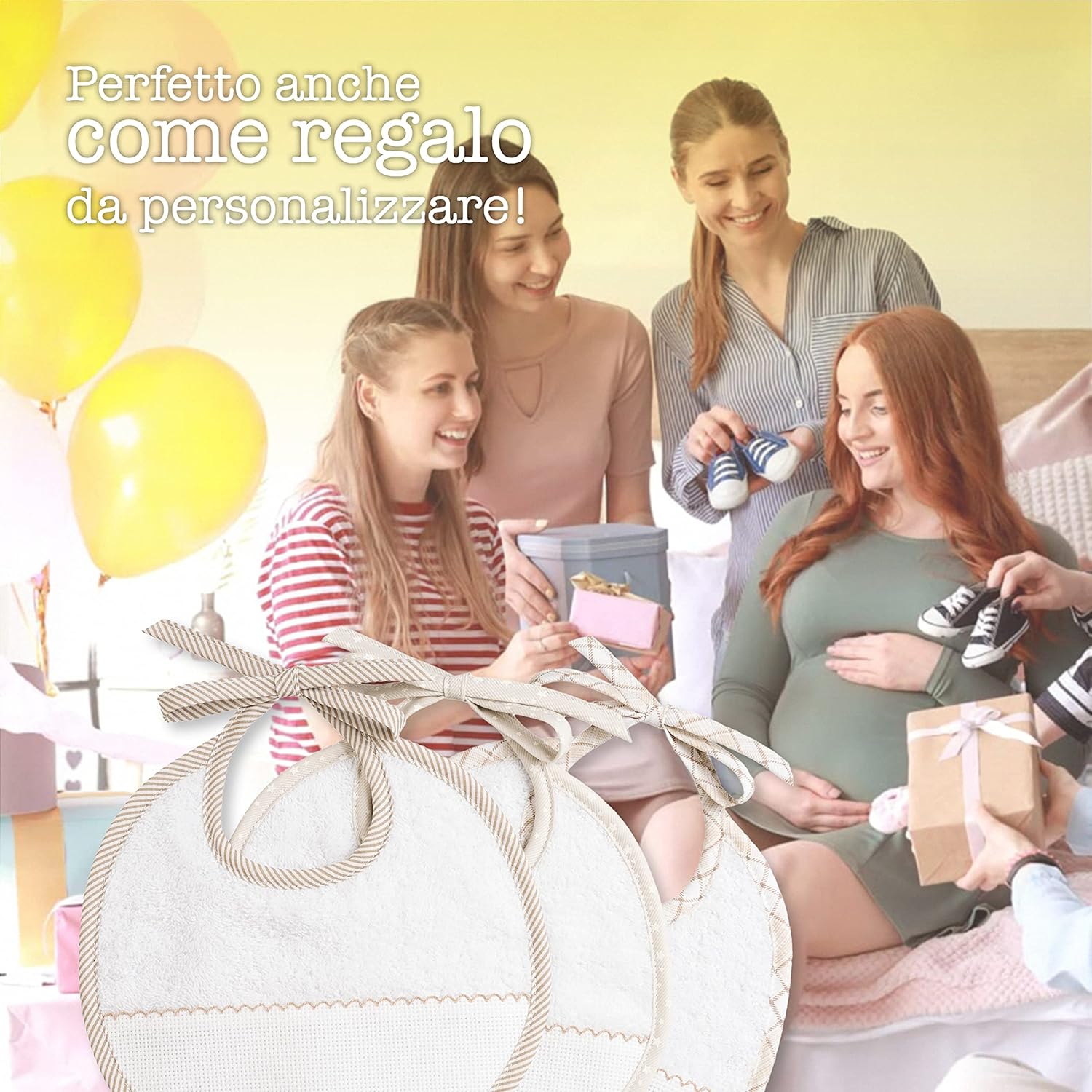 Thumbnail 6 de Filet - Set da 3 bavaglini neonato da ricamare, Made in Italy