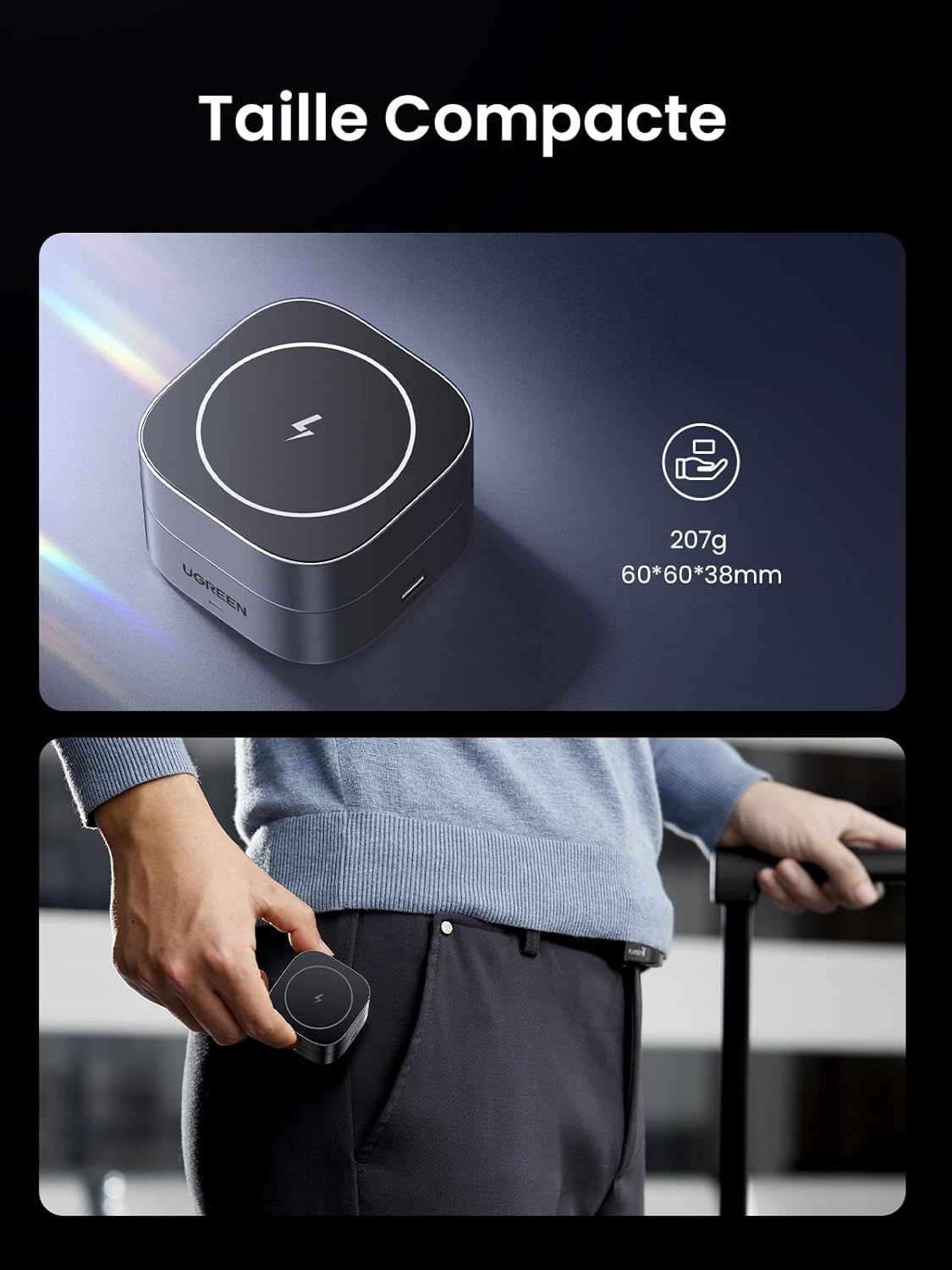 Thumbnail 6 de UGREEN MagFlow Chargeur Induction 2 en 1 MagSafe pour iPhone et AirPods – pliable, angle réglable