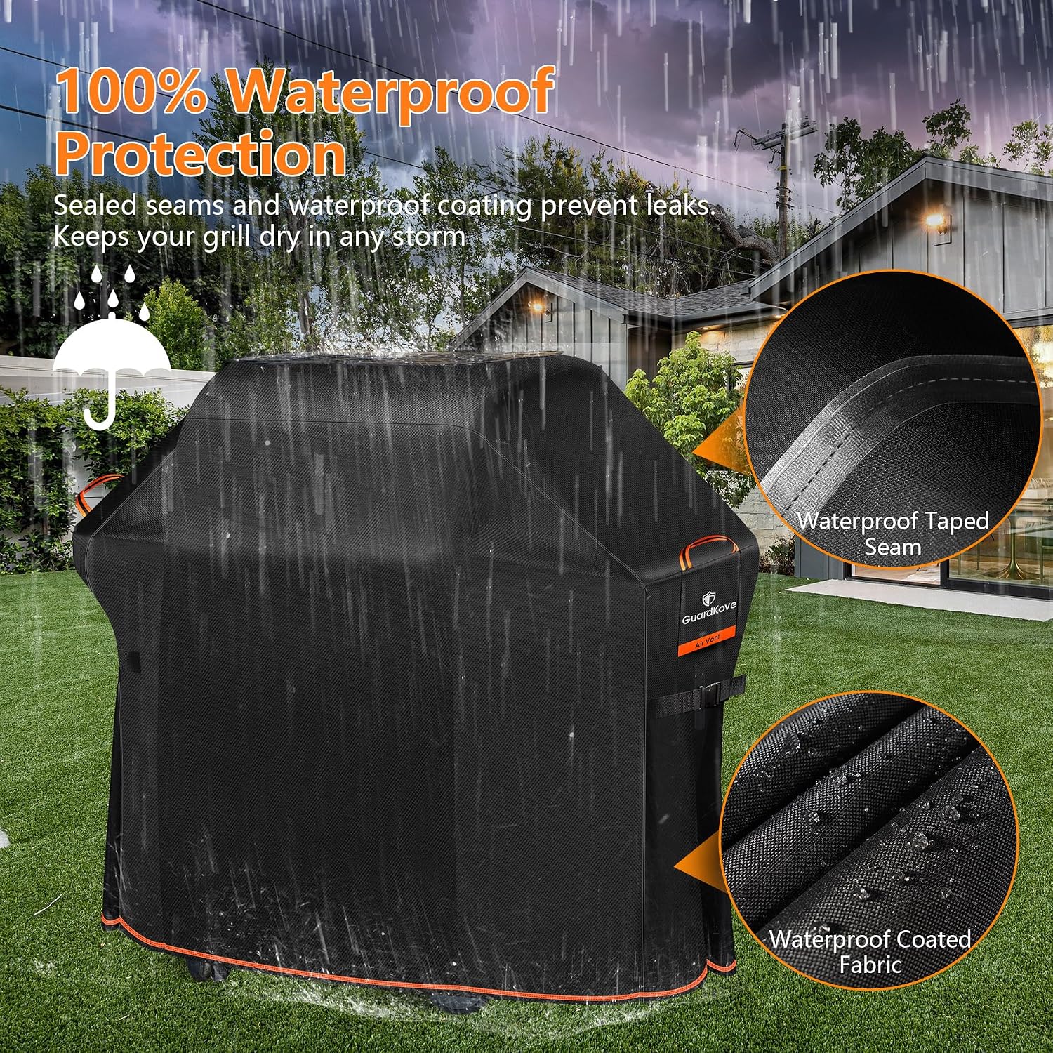 Detalle de GuardKove 60"KL-009 60-Inch Grill Cover, 1000D Oxford Fabric