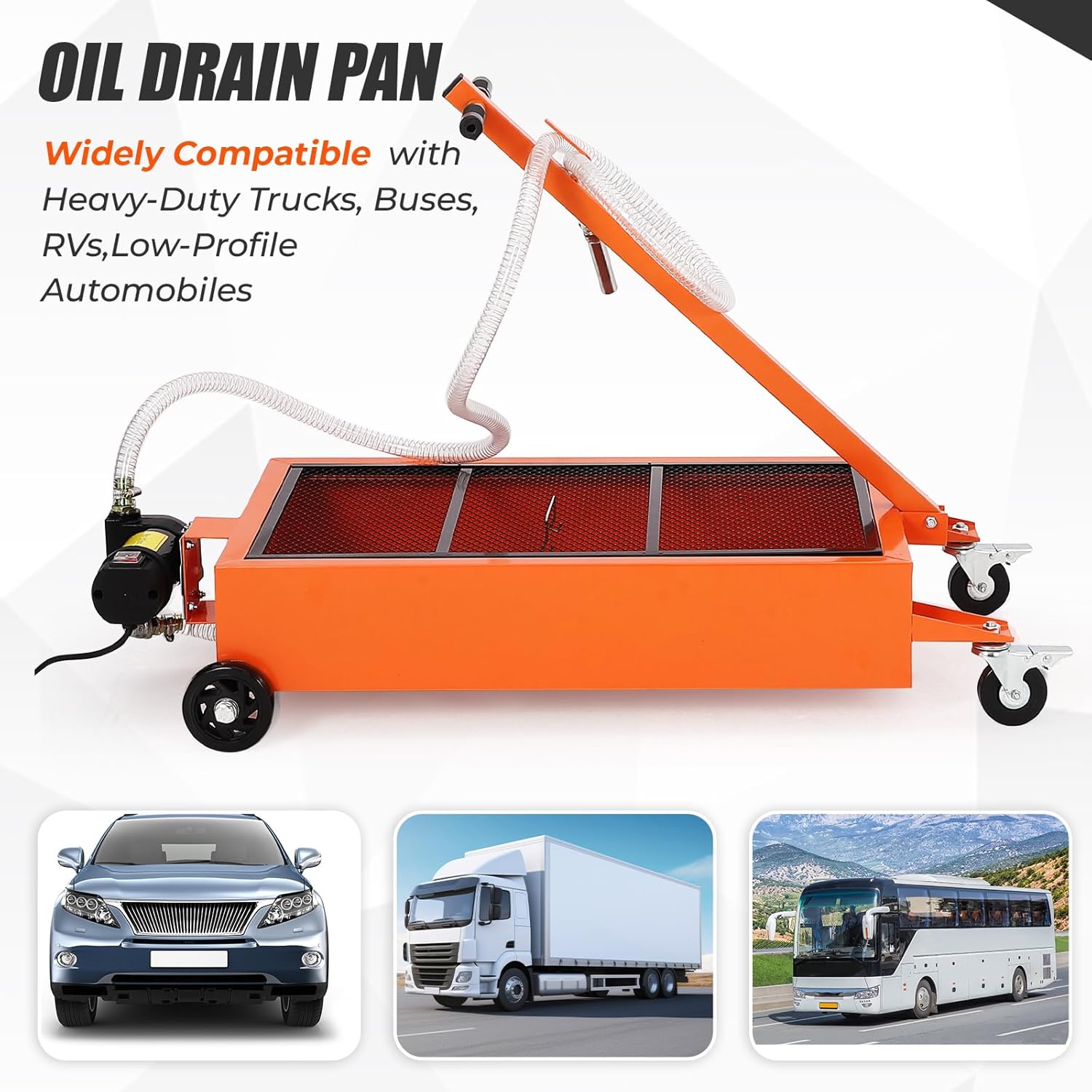 Detalle de Garvee 15-Gallon Waste Oil Drain Pan with 110V Pump and Rolling Cart