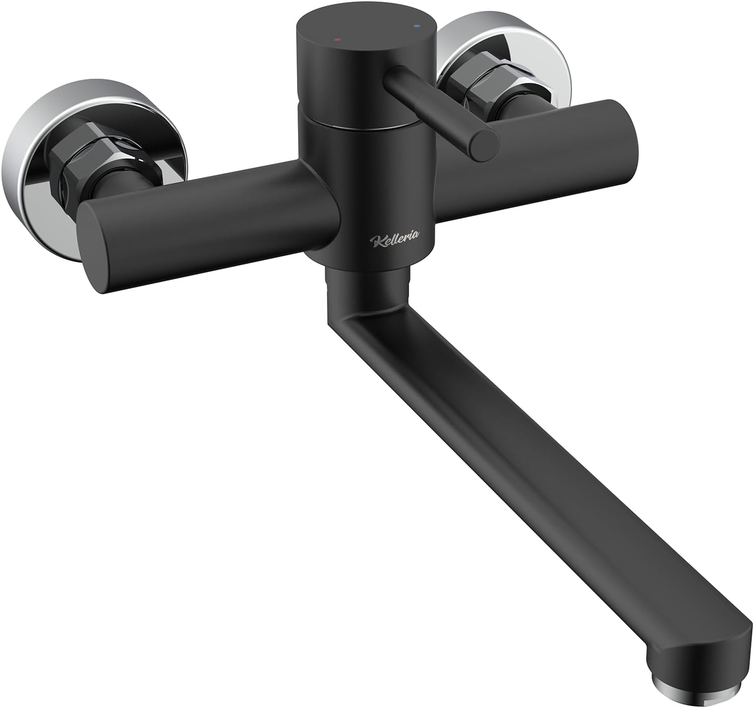 Detalle de Kelleria Rubinetto da Parete per Cucina: Miscelatore Monocomando Girevole 360° in Acciaio Inox, Nero