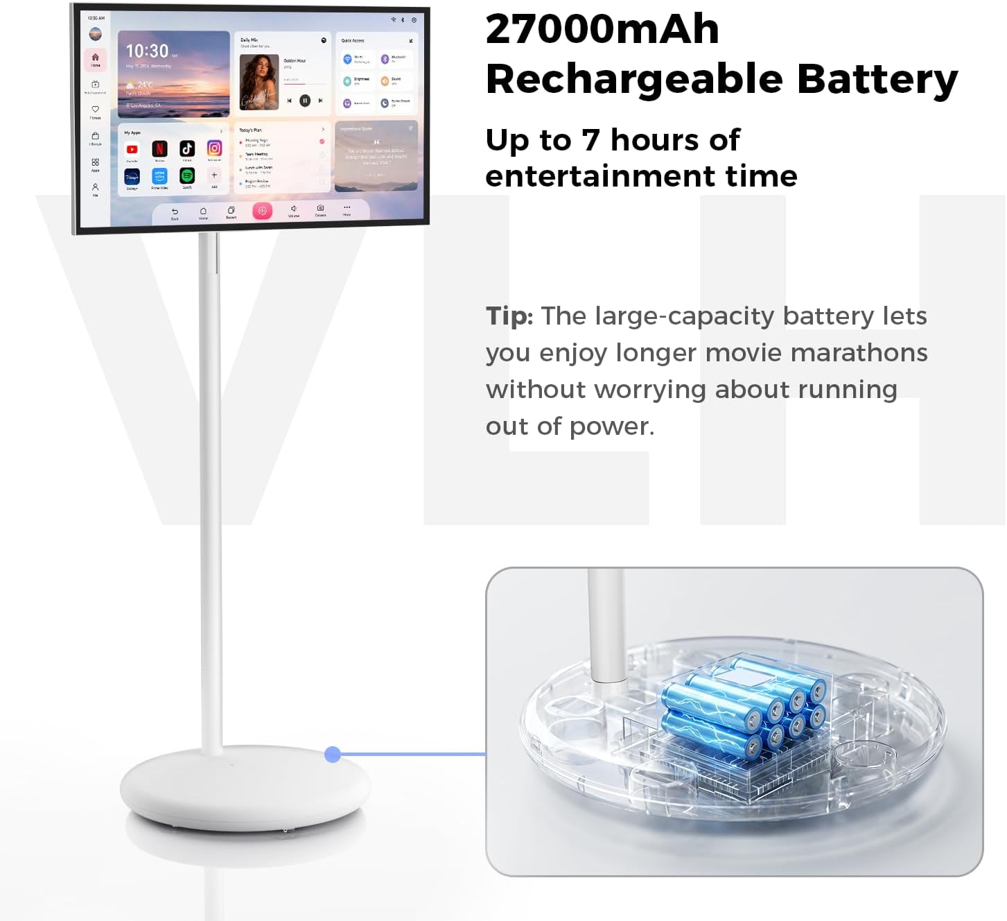 Thumbnail 2 de VLH 27" FHD Touch Screen Rolling TV: Portable Android TV with 13MP Camera and All‑Day Battery