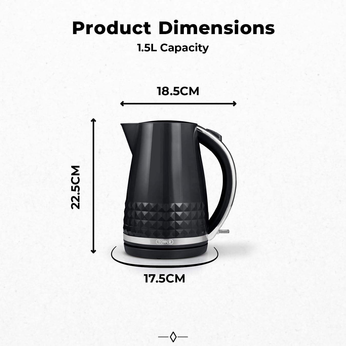 Detalle 2 de Tower T10075BLK 1.5L kettle, 3KW power