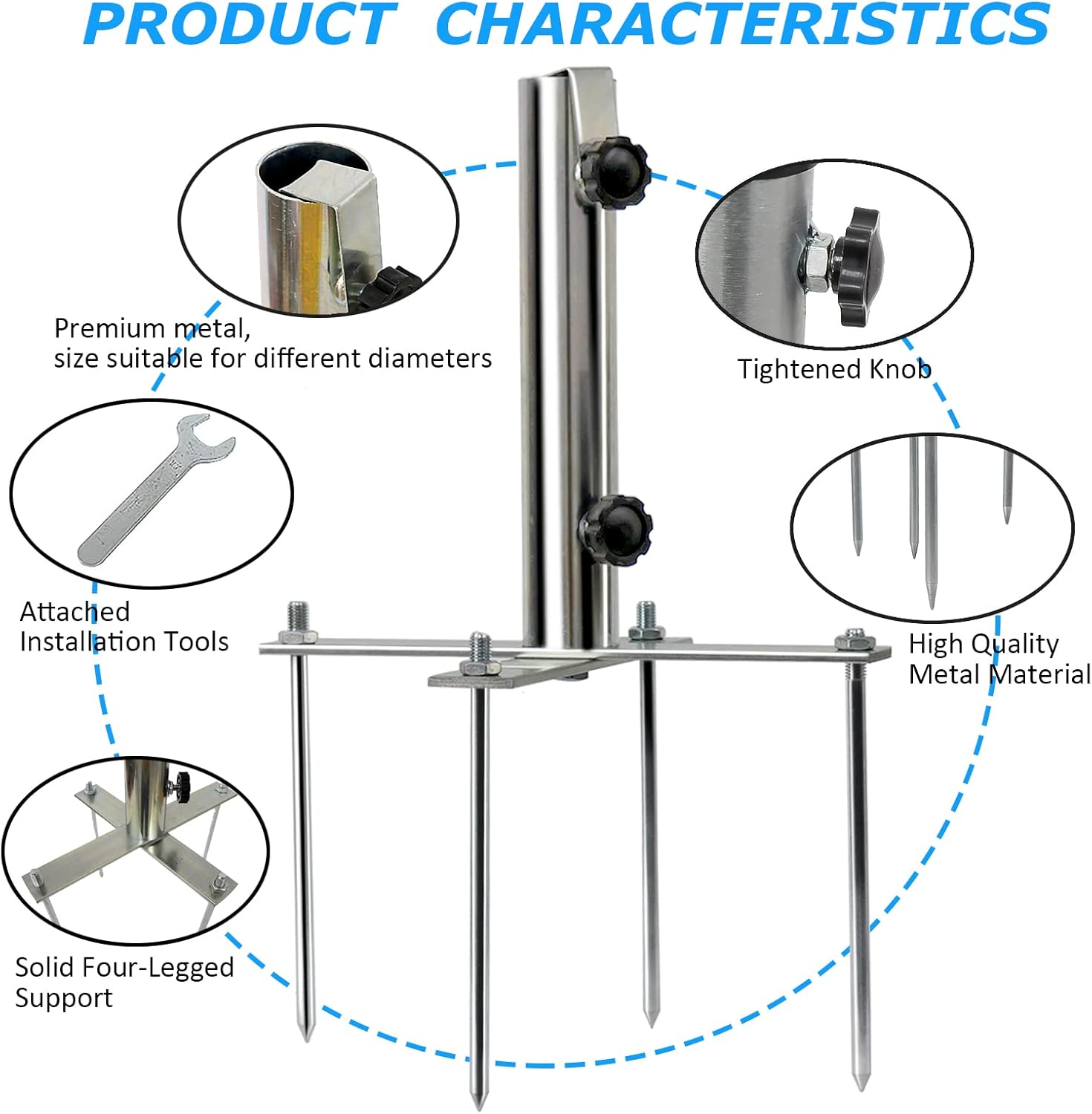Thumbnail 2 de LEcylankEr Sonnenschirmständer aus Schwermetall mit Erdspieß – für Schirmstöcke 29–41 mm
