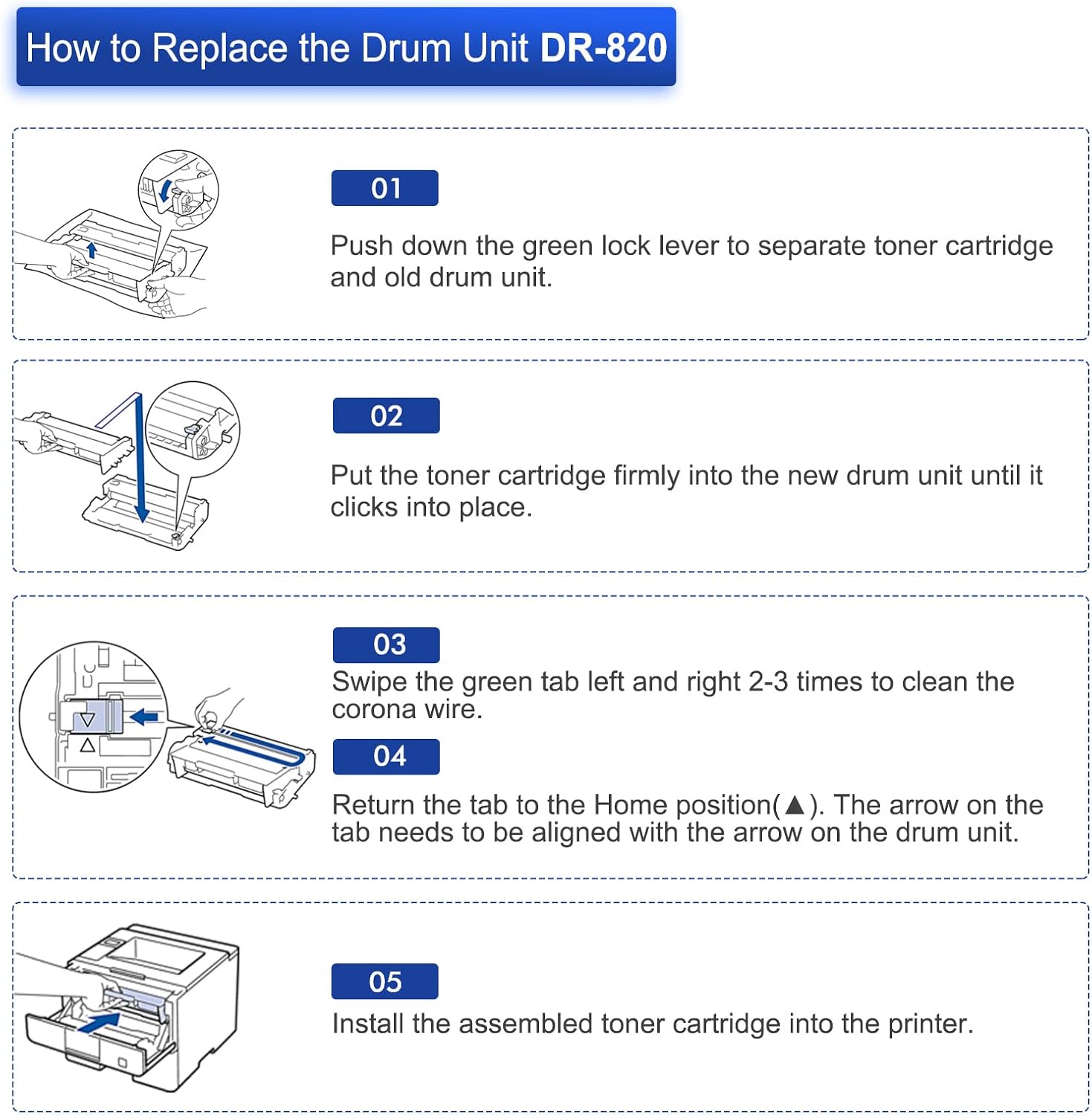 Thumbnail 3 de Toner Bank DR820 DR-820 Drum Unit, Black 2-Pack for Brother Printers