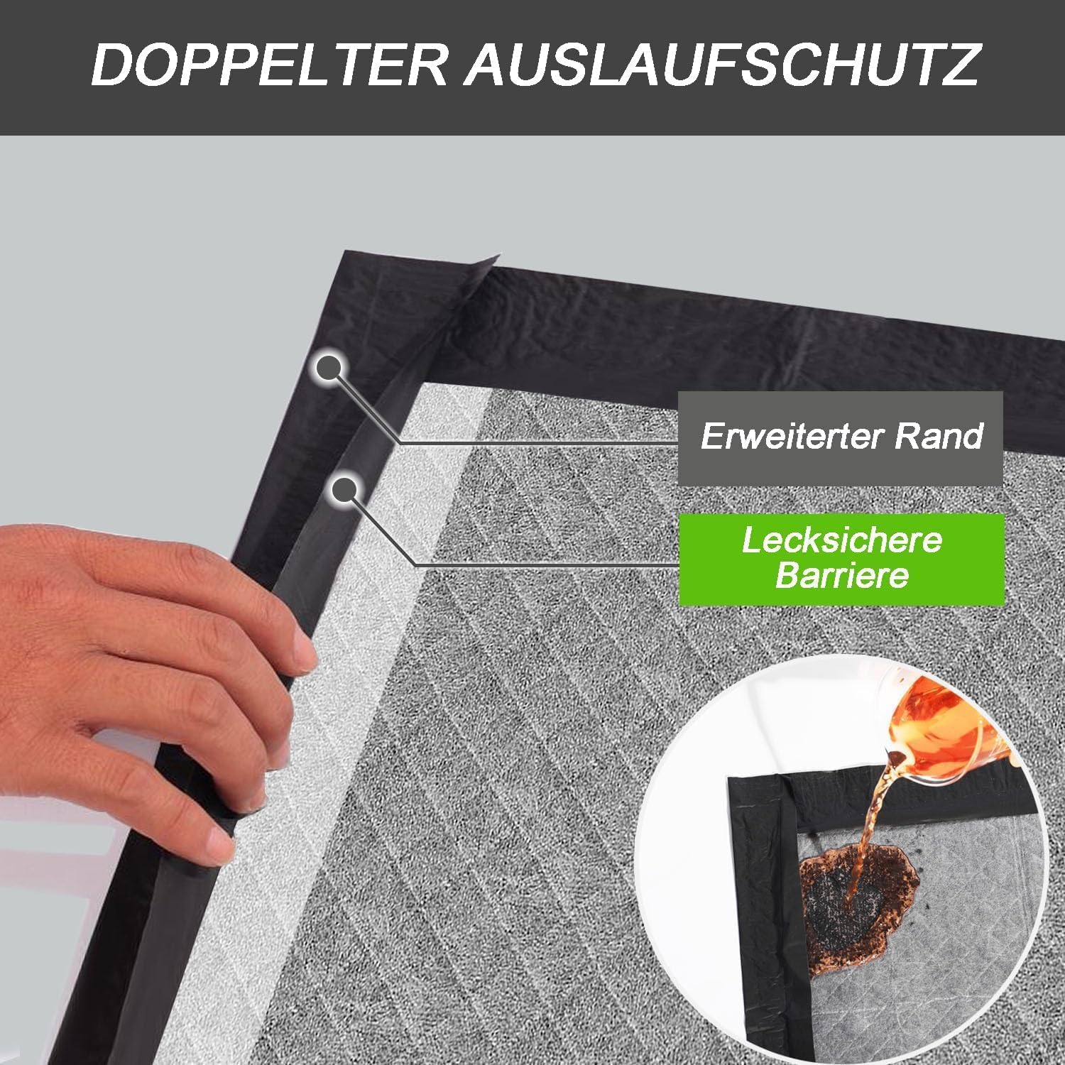 Detalle de Gardner Pet Welpenunterlagen 60x90cm – 30er Pack, 6‑lagig mit Kohlenstoff für Geruchskontrolle