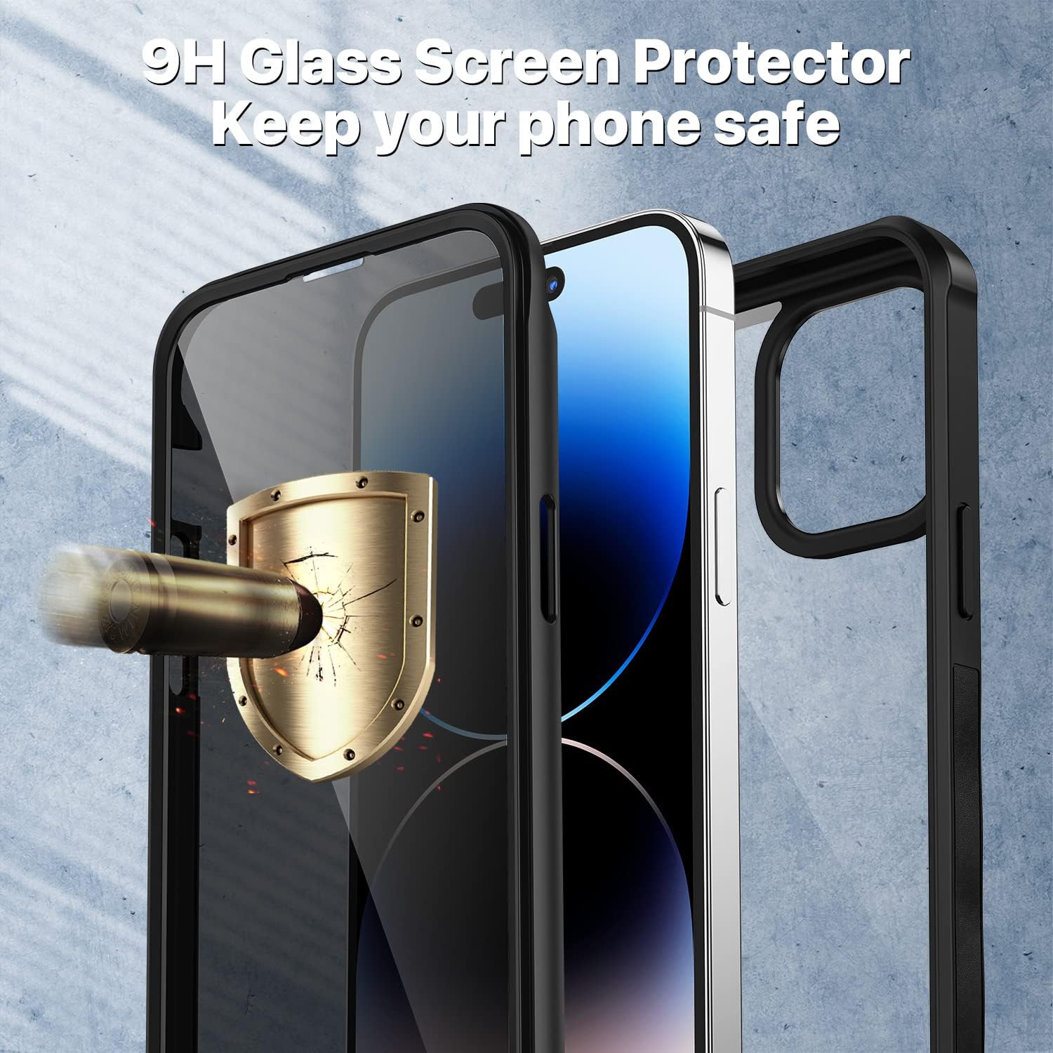 Detalle 2 de CENHUFO iPhone 14 Pro Case with built-in anti-spy privacy screen protector (Black)