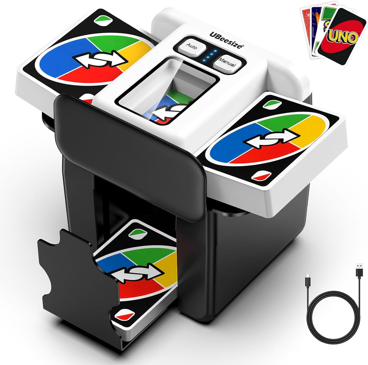 Detalle de UBeesize Automatic Card Shuffler: Rechargeable 1-4 Deck Shuffling Machine
