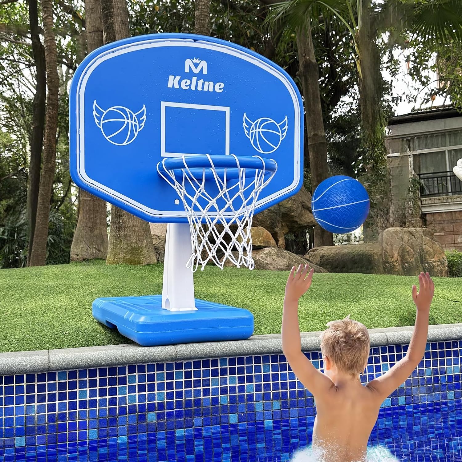 Detalle de Dahivs Pool Basketball Hoop: Large Poolside Hoop Set for Water Games