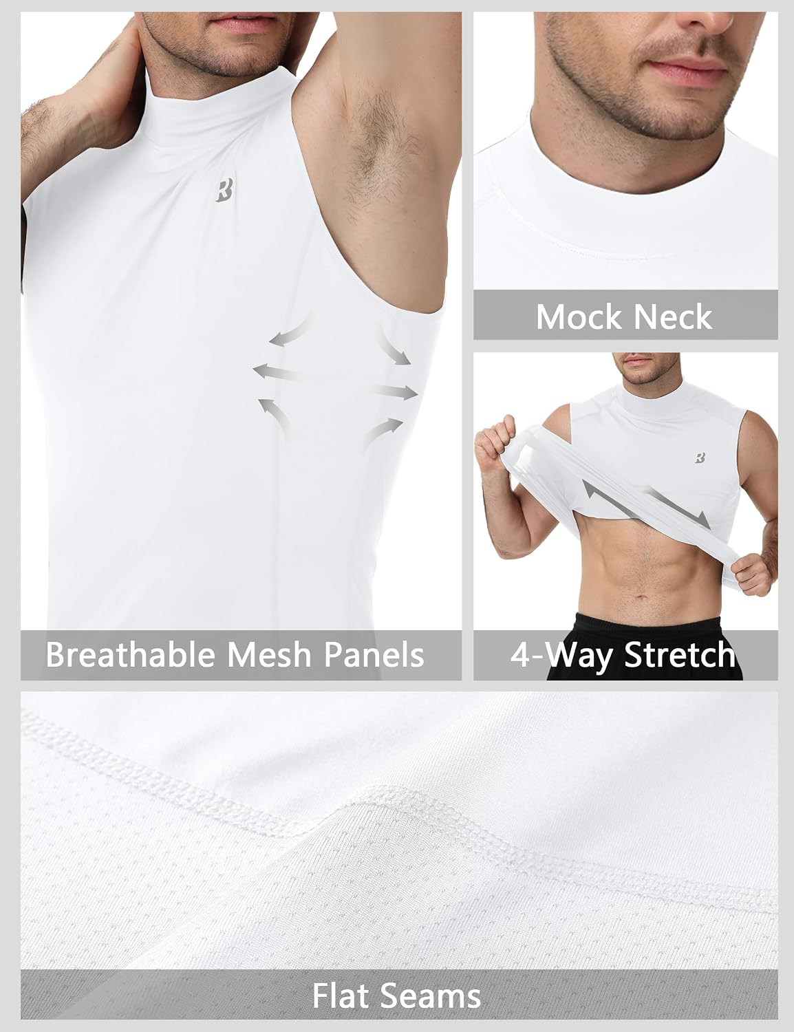 Detalle de Roadbox Men's Compression Shirt, Polyester-Spandex Blend