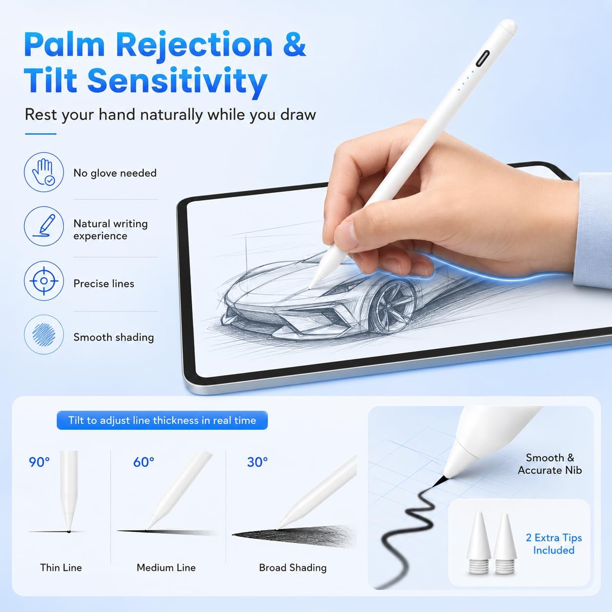 Thumbnail 5 de MEKO Pencil for Apple iPad (2018–2026): Precision, Longevity, and Snap‑on Convenience