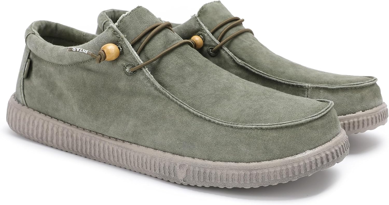 Detalle de WALK IN PITAS WP150 WALLABI Washed – mocasines náuticos sin cordones de tela kaki (43)