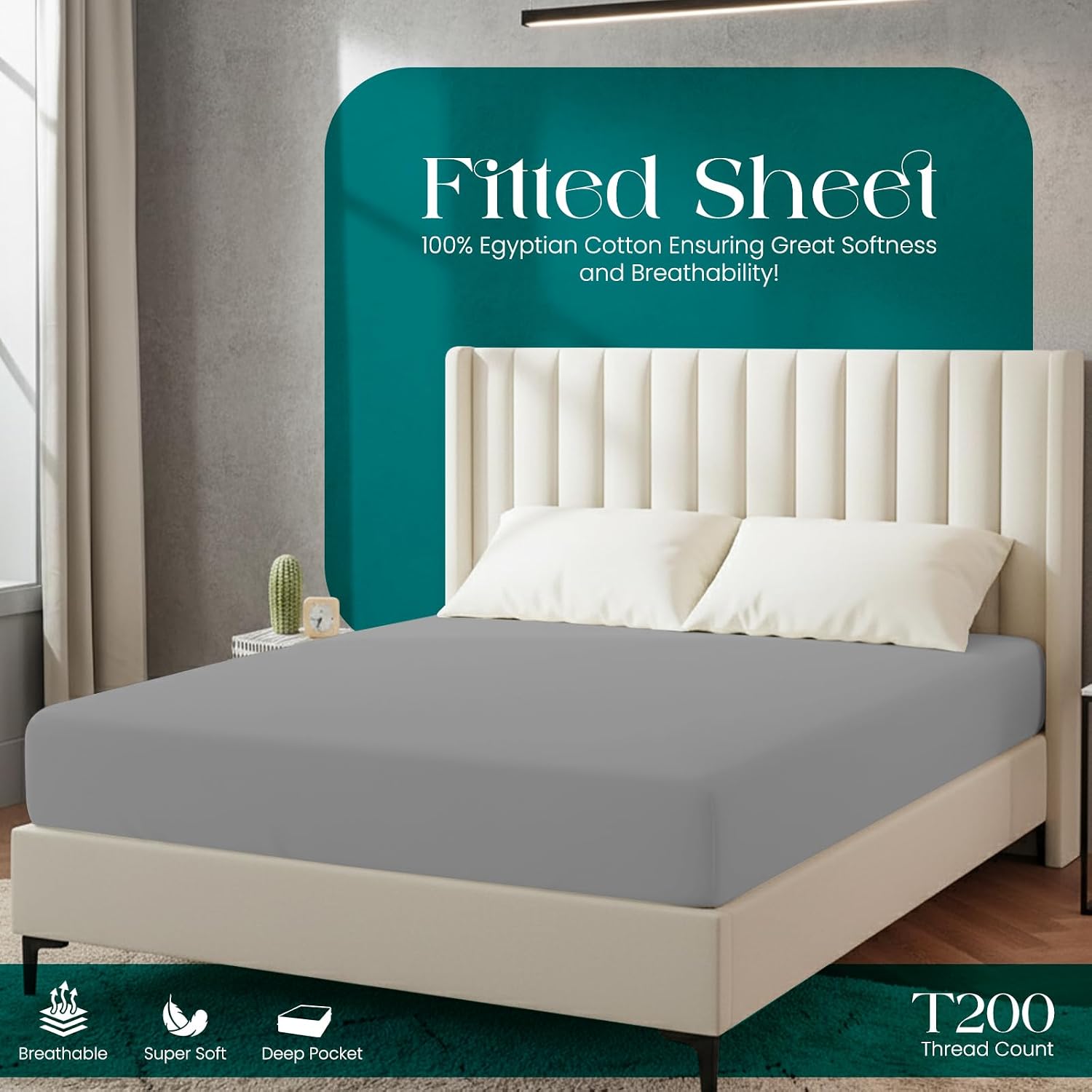 Detalle 2 de Linens World Egyptian Cotton Fitted Sheet 200 TC