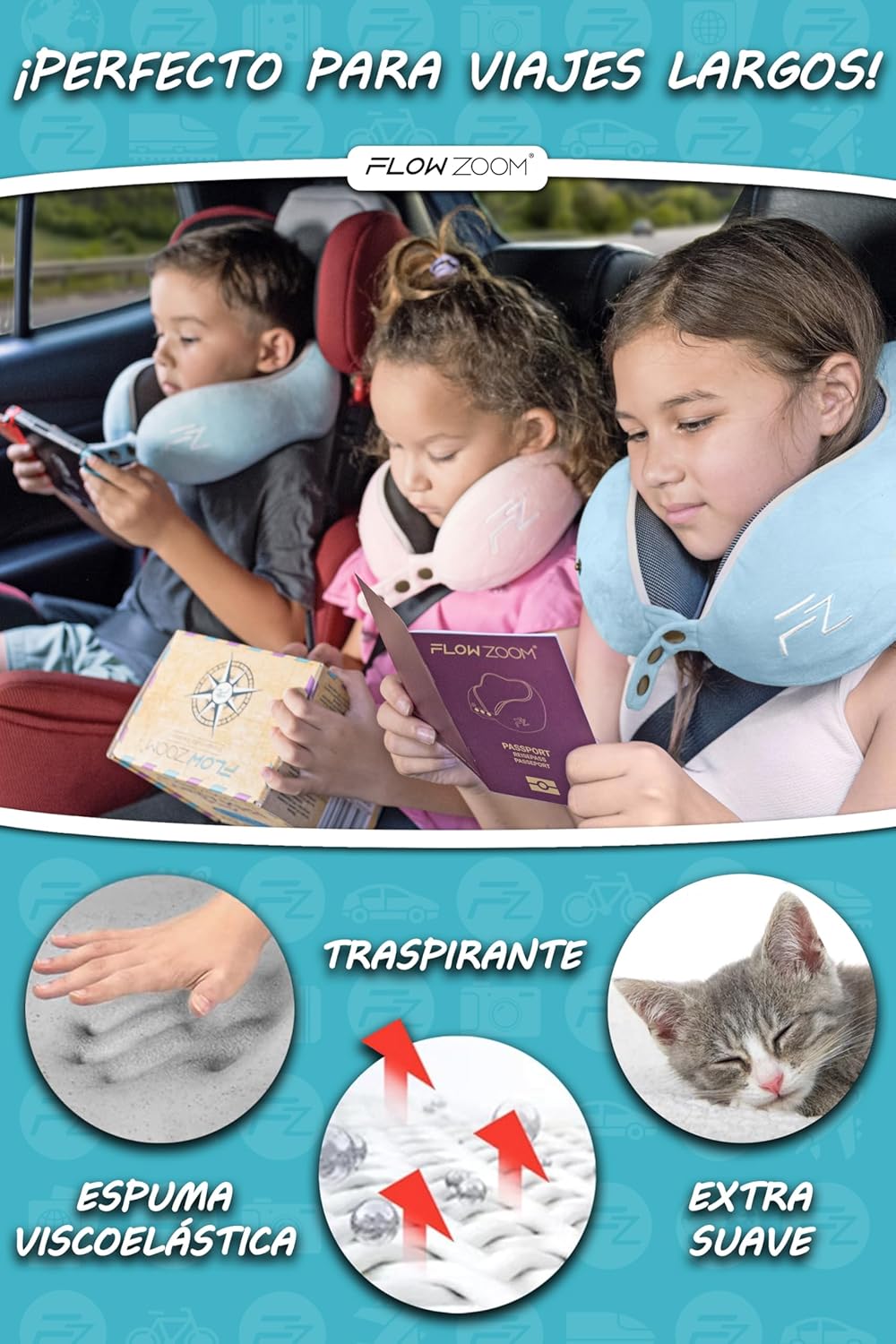 Thumbnail 4 de FLOWZOOM Comfy Kids Almohada de Viaje ✈️ para Niños Mayores de 6 Años