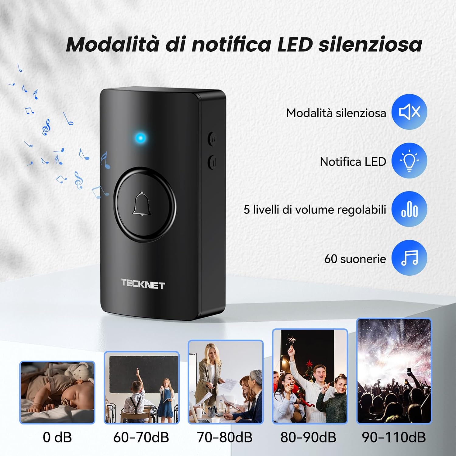 Detalle 2 de TECKNET Campanello Senza Fili 400 m 📢