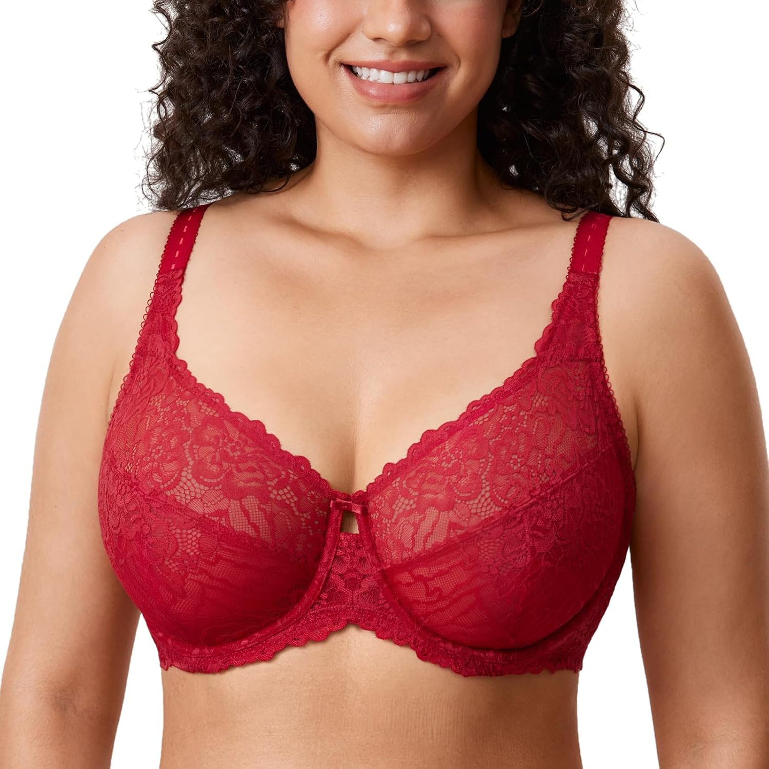 Detalle de Soutien-gorge grande taille DELIMIRA femme avec armatures et dentelle transparente (bonnets DD et +)