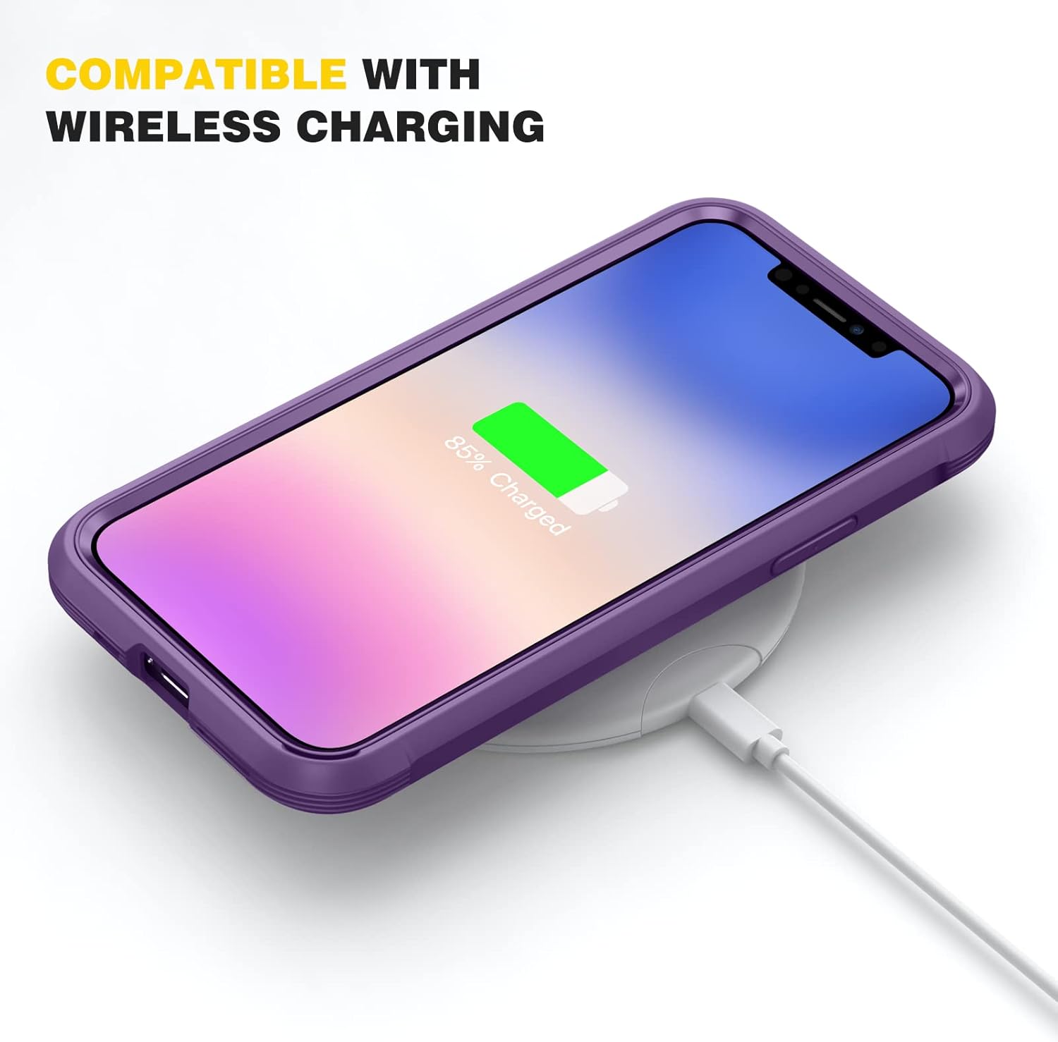 Detalle de Diaclara 360° Full Body Case with Built-in Screen Protector for iPhone 11 6.1 inch – Clear with Purple Accent
