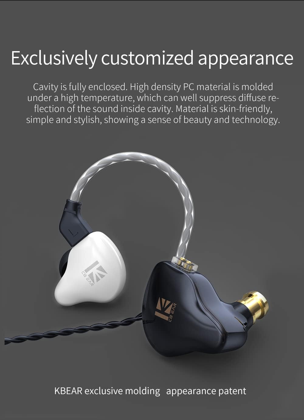 Thumbnail 3 de Yinyoo KBEAR KS1 Wired In-Ear Monitors, 10 mm Dynamic Driver, White with Mic