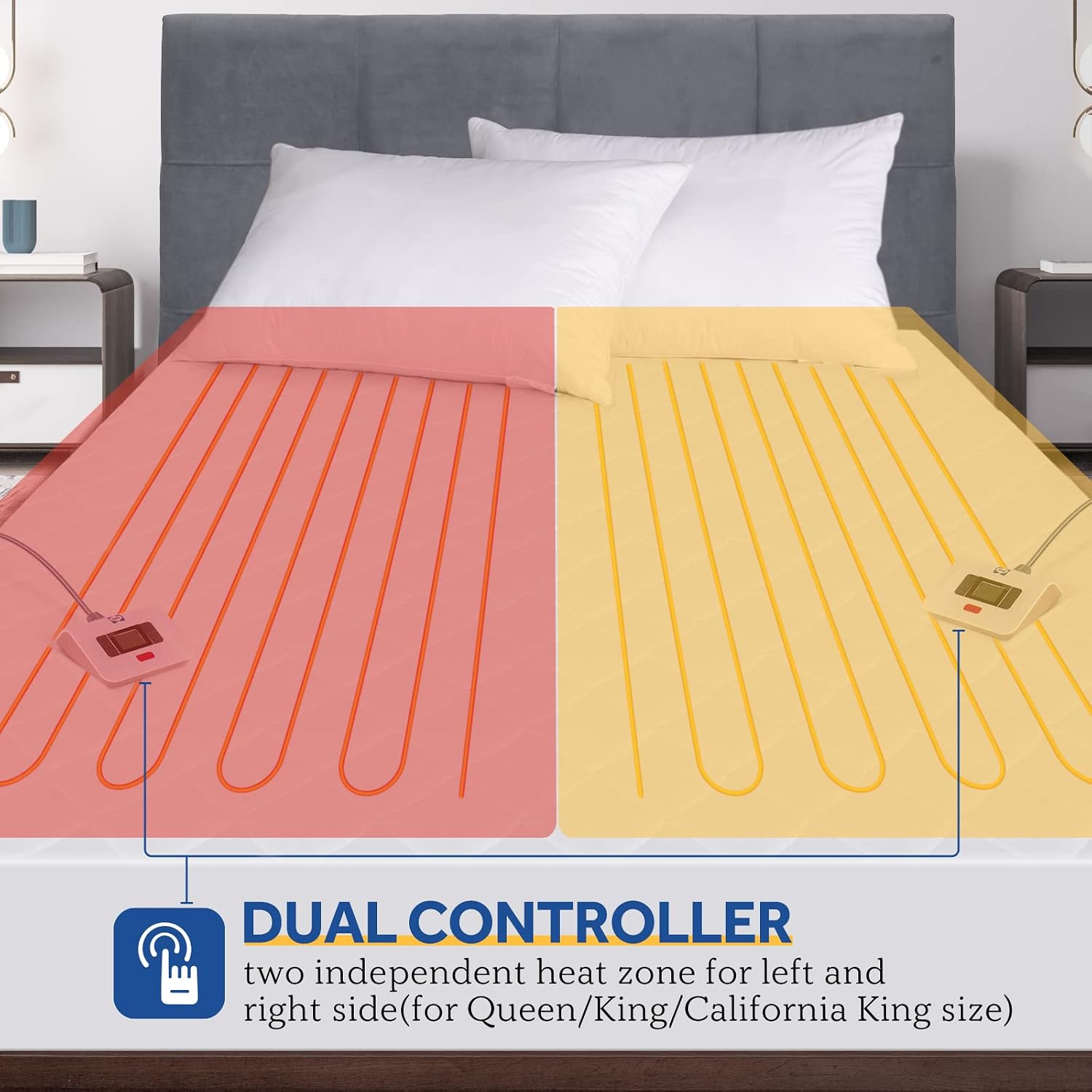 Detalle de Sealy KTHM-QATMF-K Heated Mattress Pad, King, Dual Controls, 10 Settings