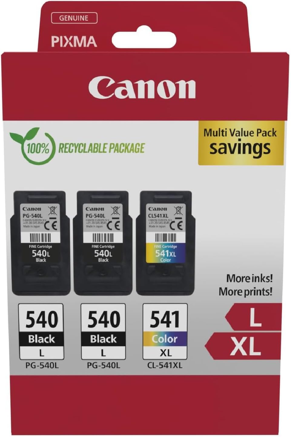 Canon Tinte & Papier Multipack PG-540L/CL-541XL – Originalpatronen für PIXMA
