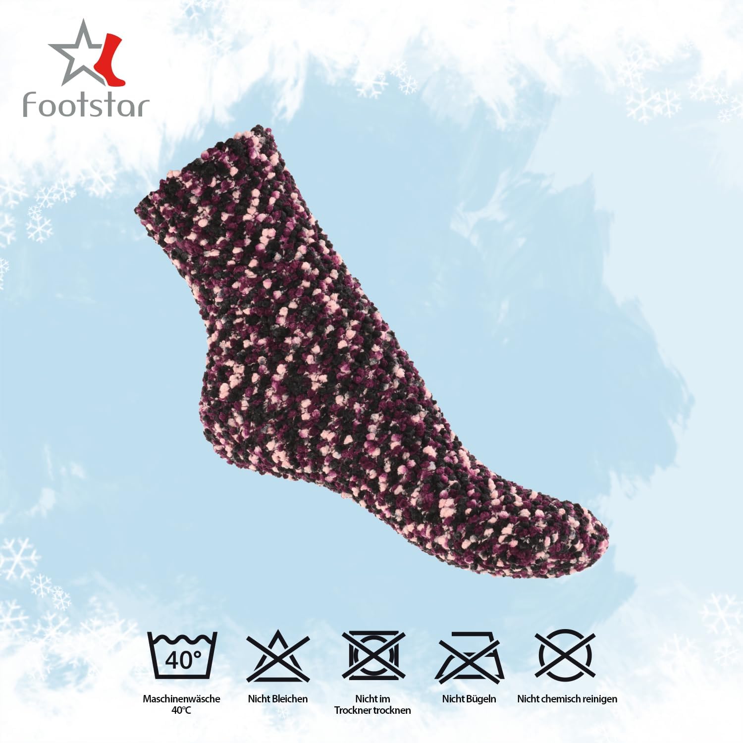 Detalle 2 de Footstar Everyday! dam- och herrstrumpor, 6 par i mjuk plysch med ABS-grepp