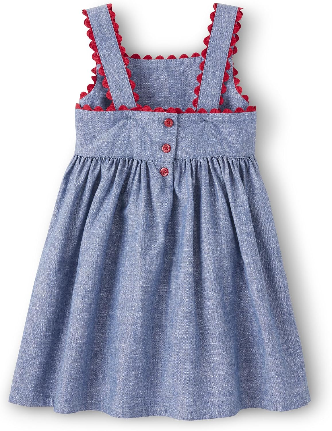 Detalle 1 de Gymboree Baby Girls’ and Toddler Sleeveless Dress, Cotton Chambray, Apple Embroidery