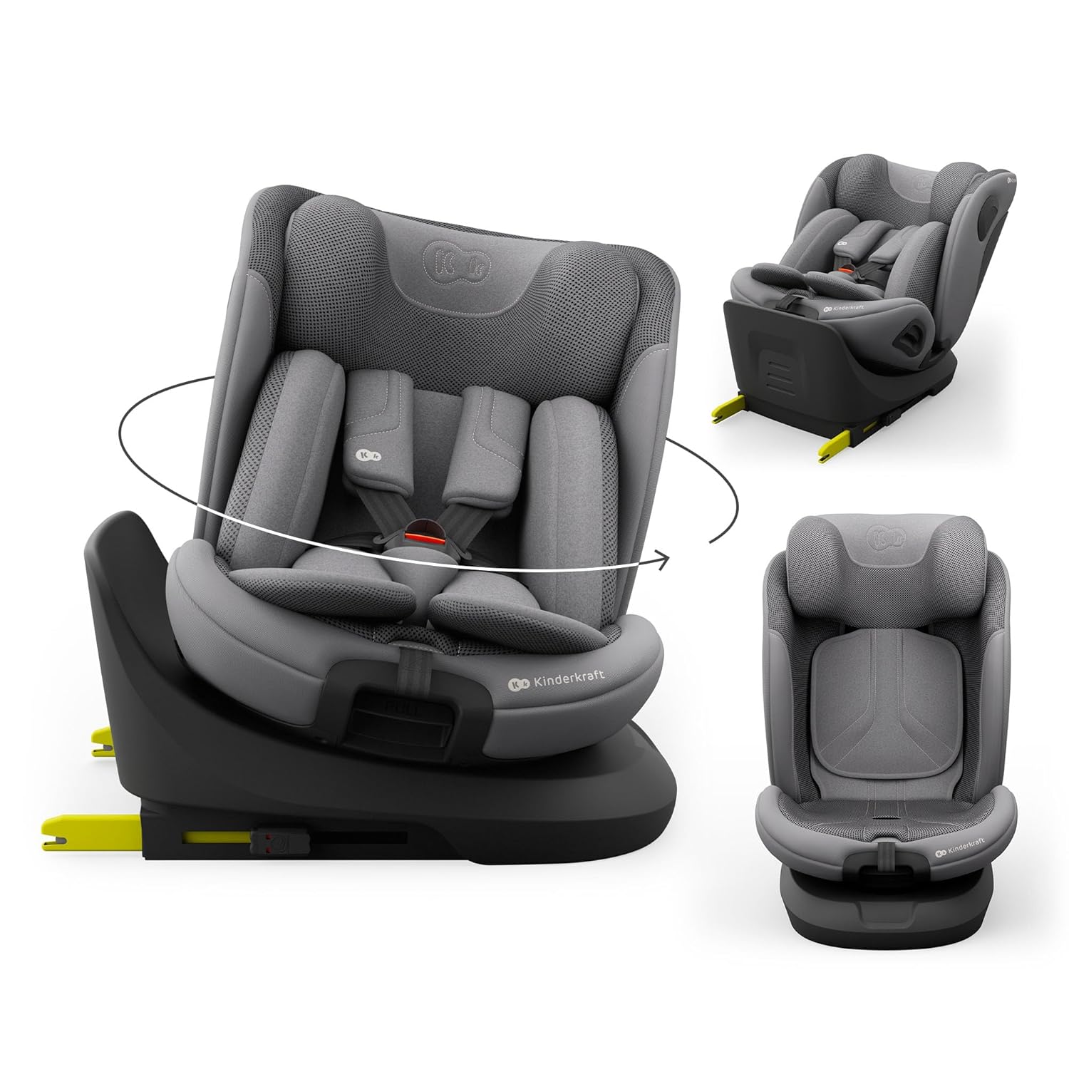 Detalle de Kinderkraft I-GROW 2 PRO Kindersitz 0-36 kg, I-SIZE, 360° drehbar, Isofix, Grau