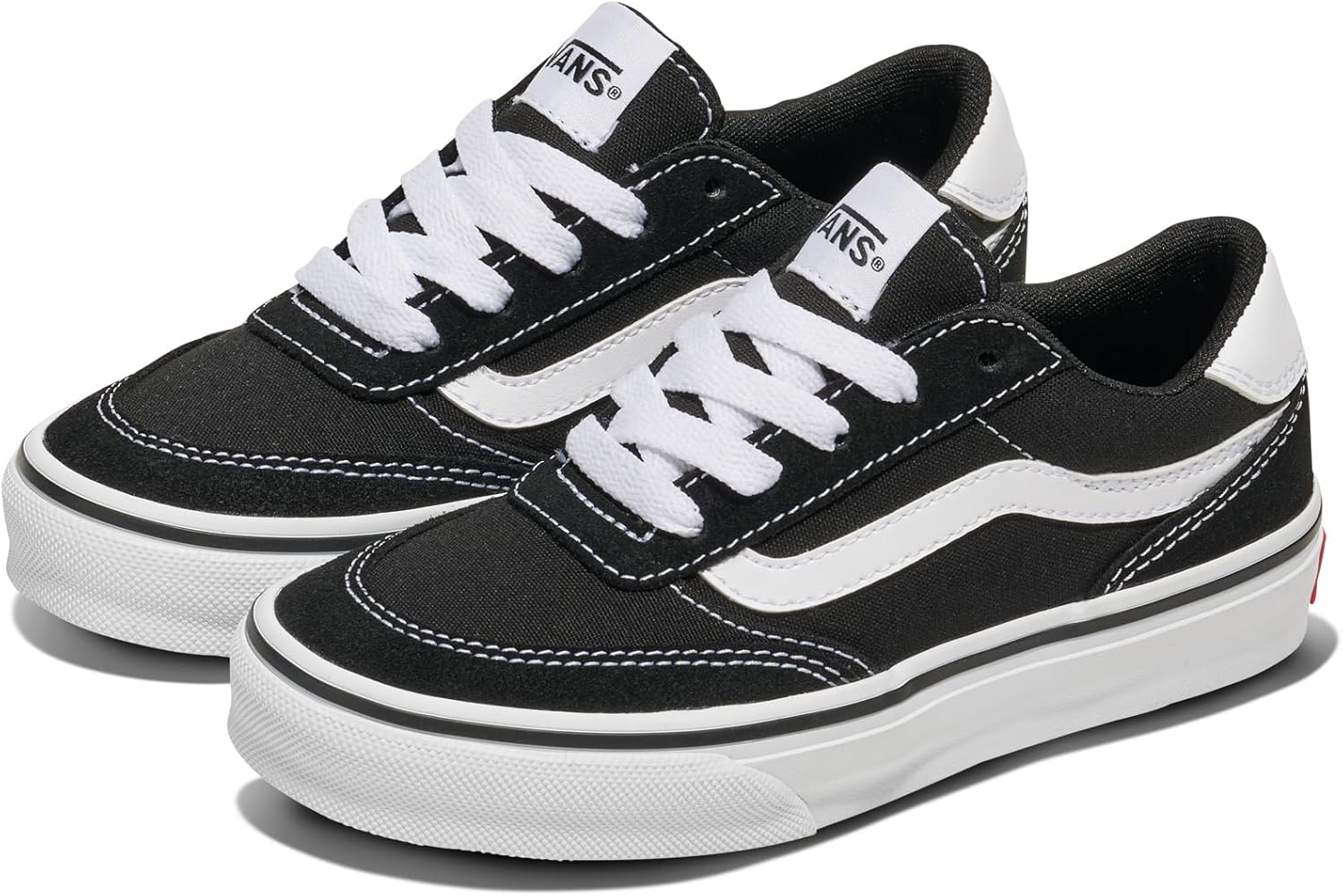 Thumbnail 1 de Vans Brooklyn LS Basket enfant noir et blanc – sneakers basses confort pour le quotidien