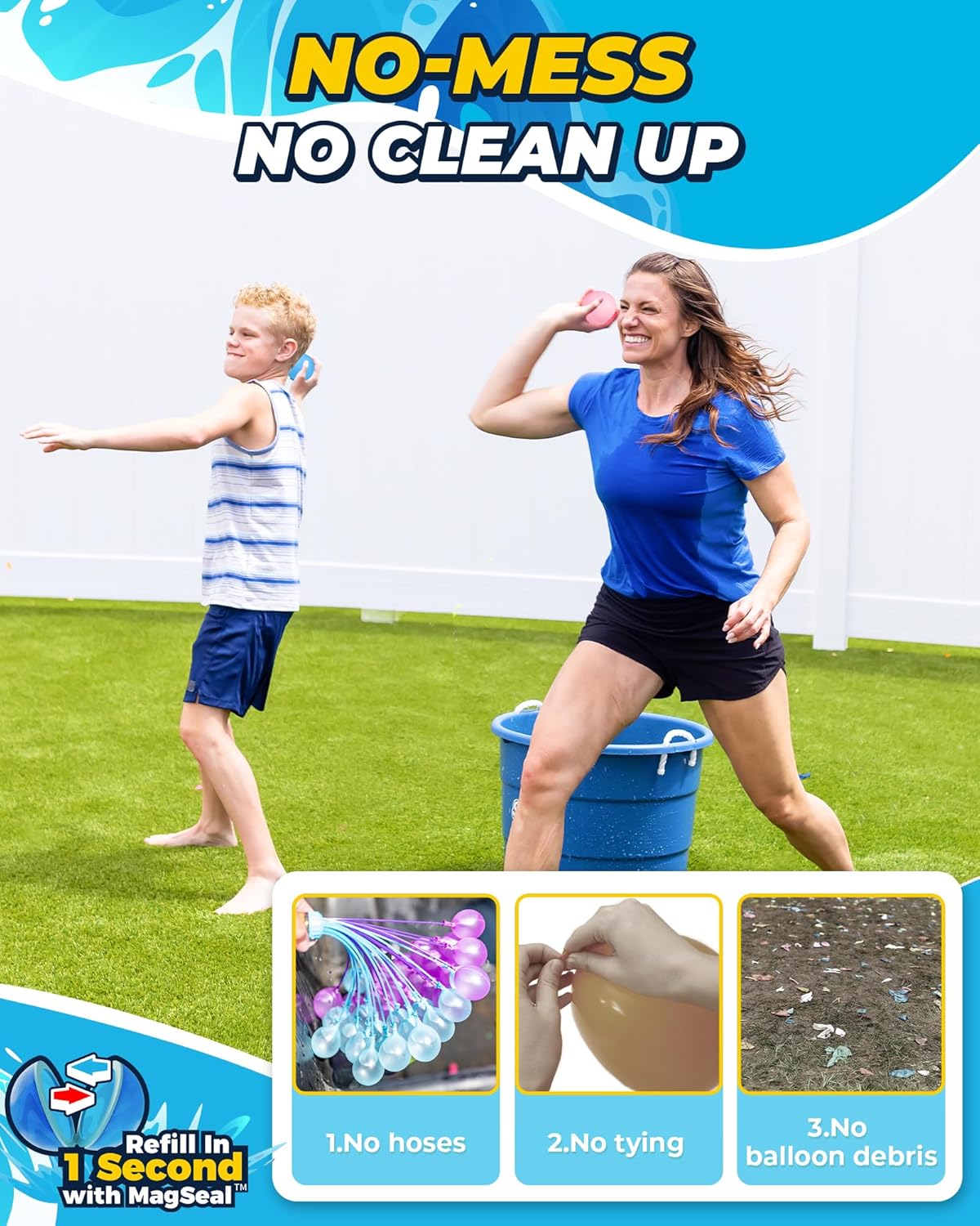 Thumbnail 2 de Reusable Water Balloons (20PCS) Quick Fill Self-Sealing Water Splash Bombs for Summer Pool & Beach Play