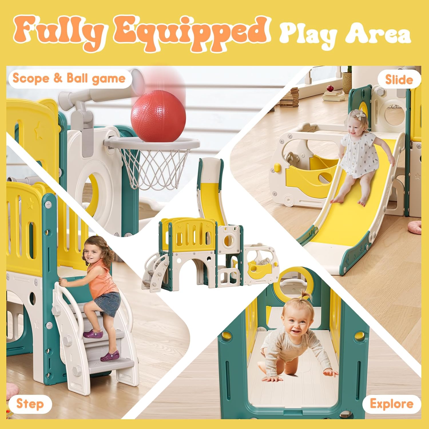 Thumbnail 1 de Kids bus toddler slide playset with hoop