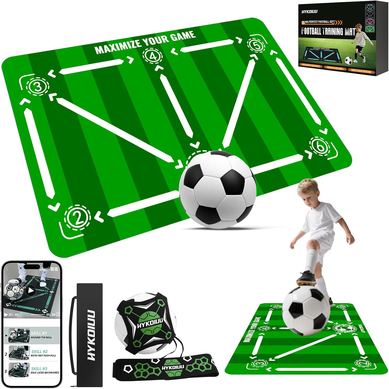 Detalle de Tappeto Calcio Allenamento con Soccer Bungee Trainer – set completo 90×60 cm per agilità e tecnica