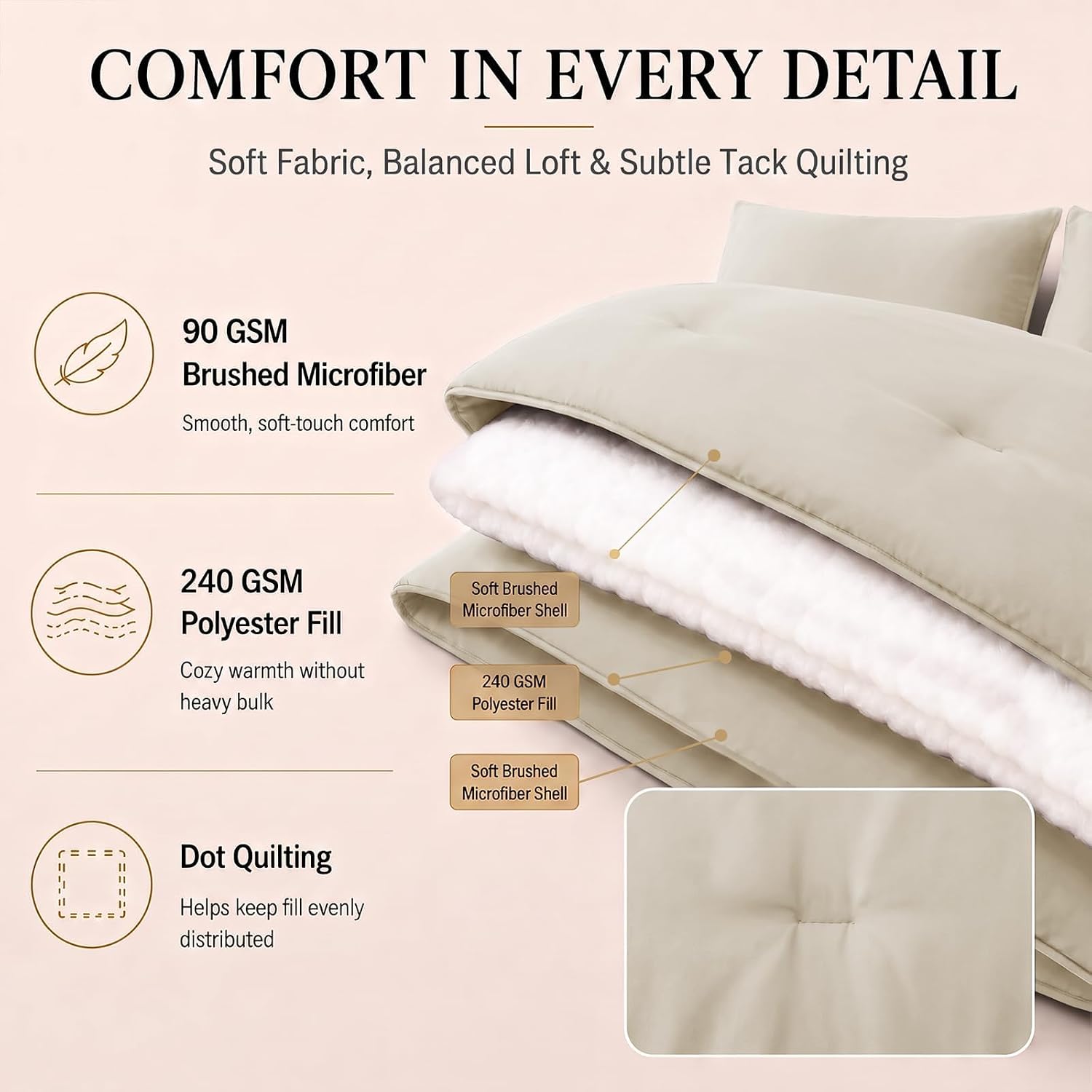 Detalle de CozyLux Queen Comforter Set