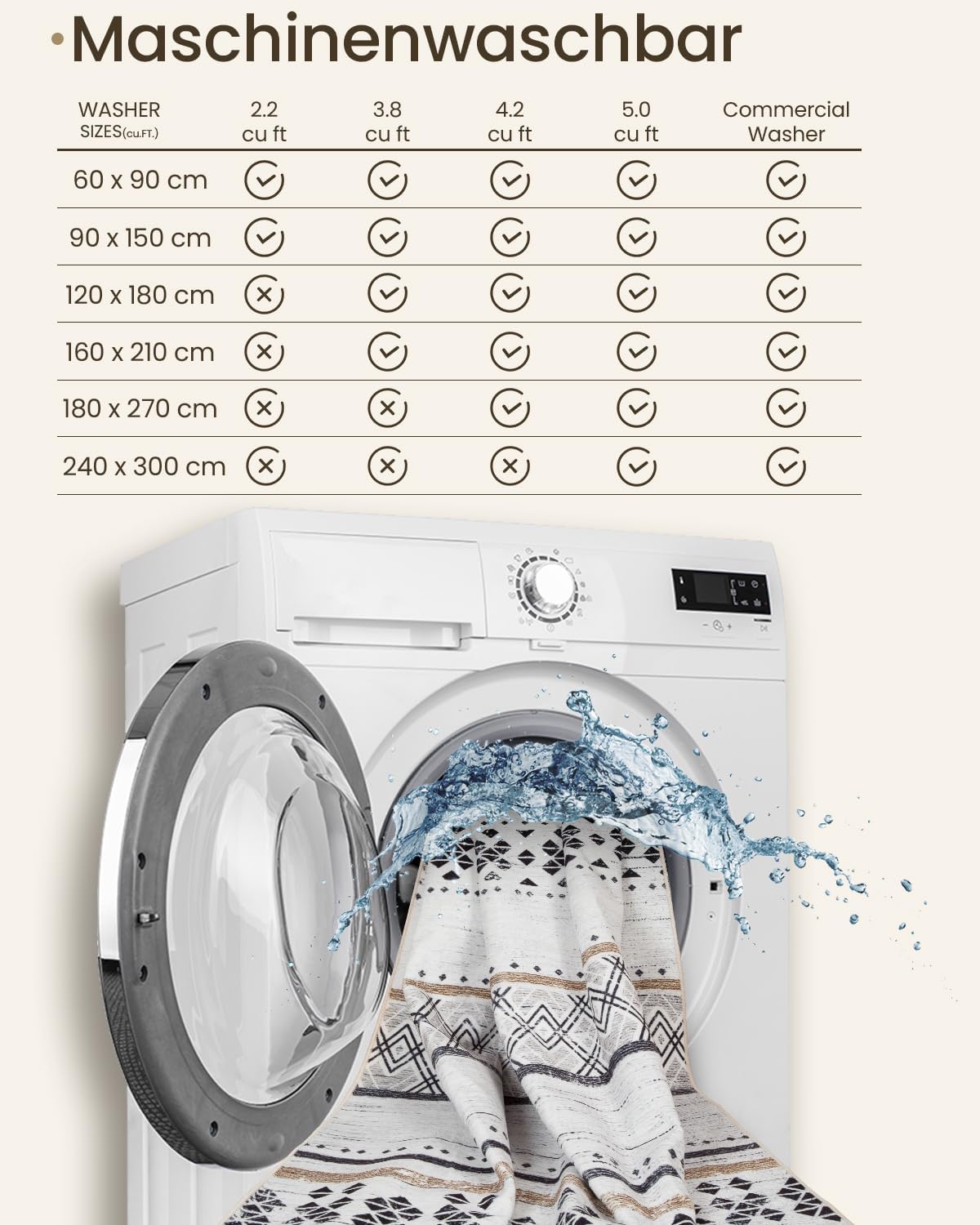 Thumbnail 4 de DEFYNEE tapis lavable machine 240x300 cm à poil court en polyester (brun noir) – salon, chambre