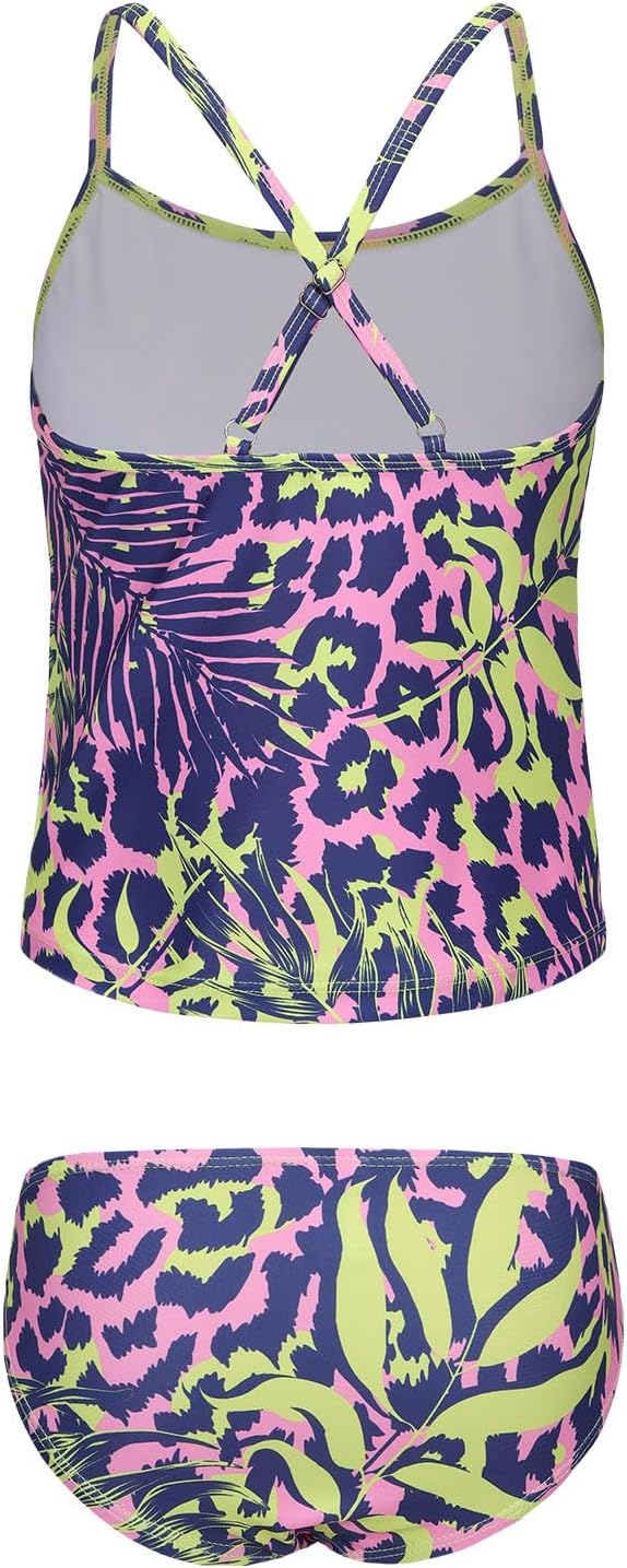 Detalle de Girls Two Piece Swimming Costume (Tankini) for 5–16 Years: Colourful, Adjustable and Easy-Care Beachwear
