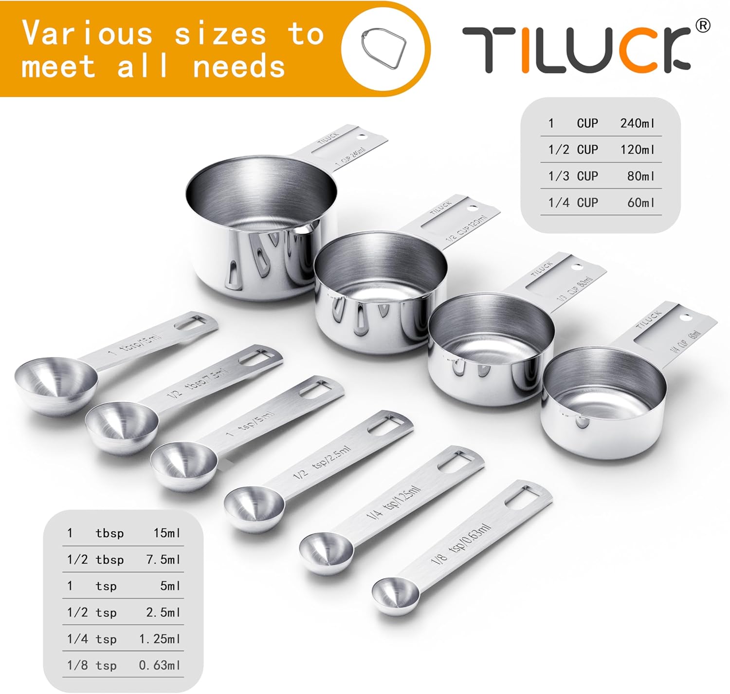 Detalle 2 de TILUCK Measuring Cups & Spoons 10pc 🍽