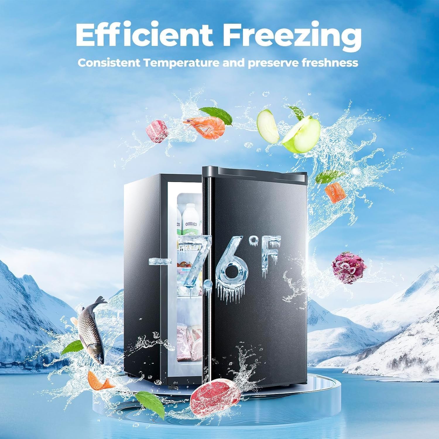 Detalle 2 de Electactic EL-88B-S 3.0 Cu. Ft. Upright Freezer with Reversible Door
