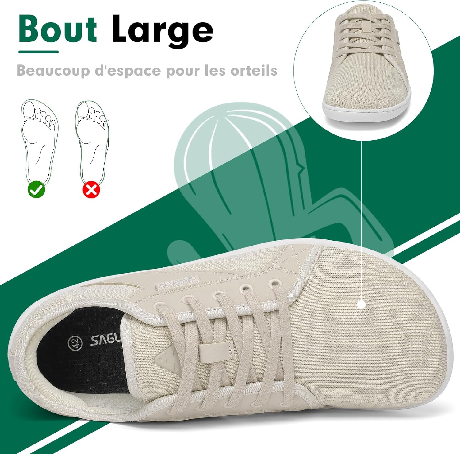 Thumbnail 2 de SAGUARO Unisexe Knit Chaussures Pieds Nus, Luck I – Tailles 36-48