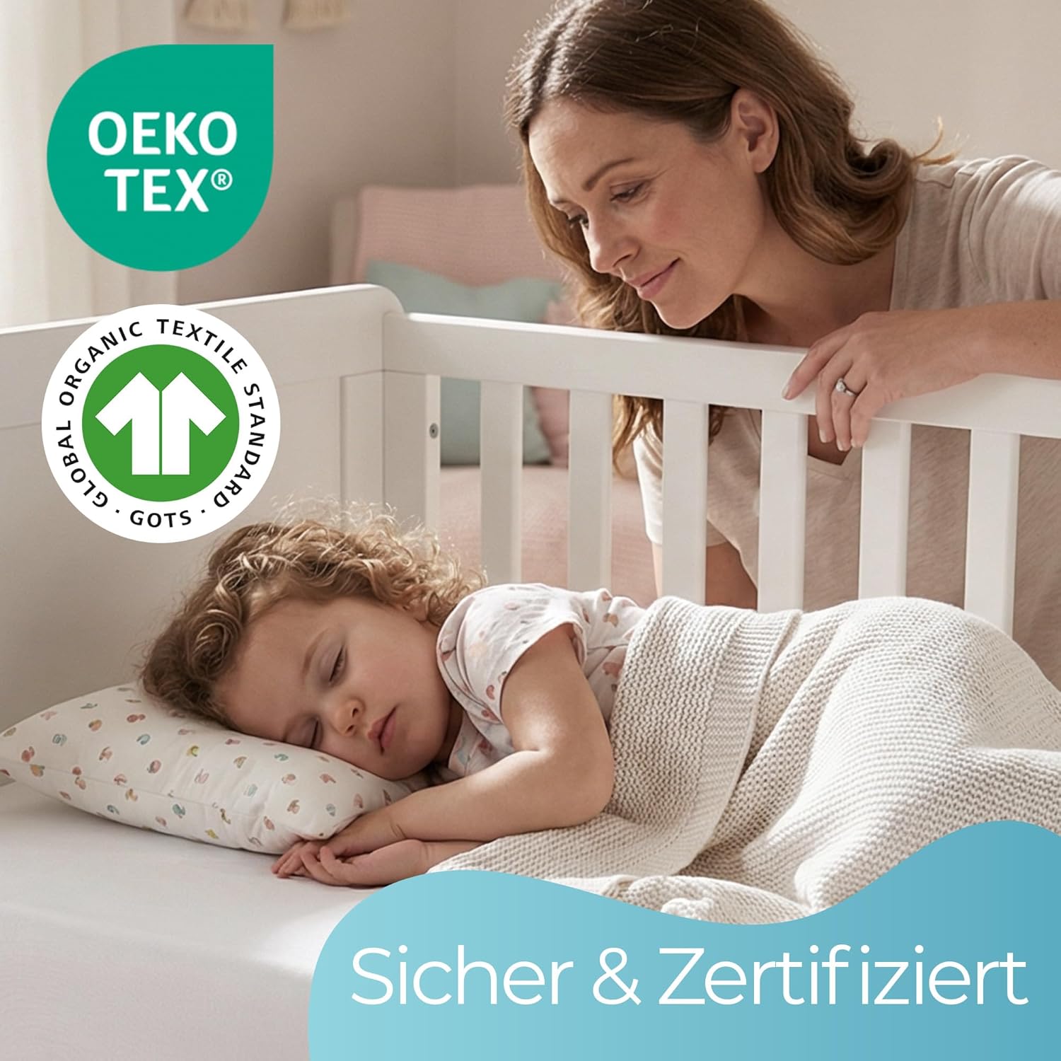 Thumbnail 1 de Spannbettlaken 60x120 für Baby – 2er-Set aus 100% natürlicher Bio-Baumwolle, weiß