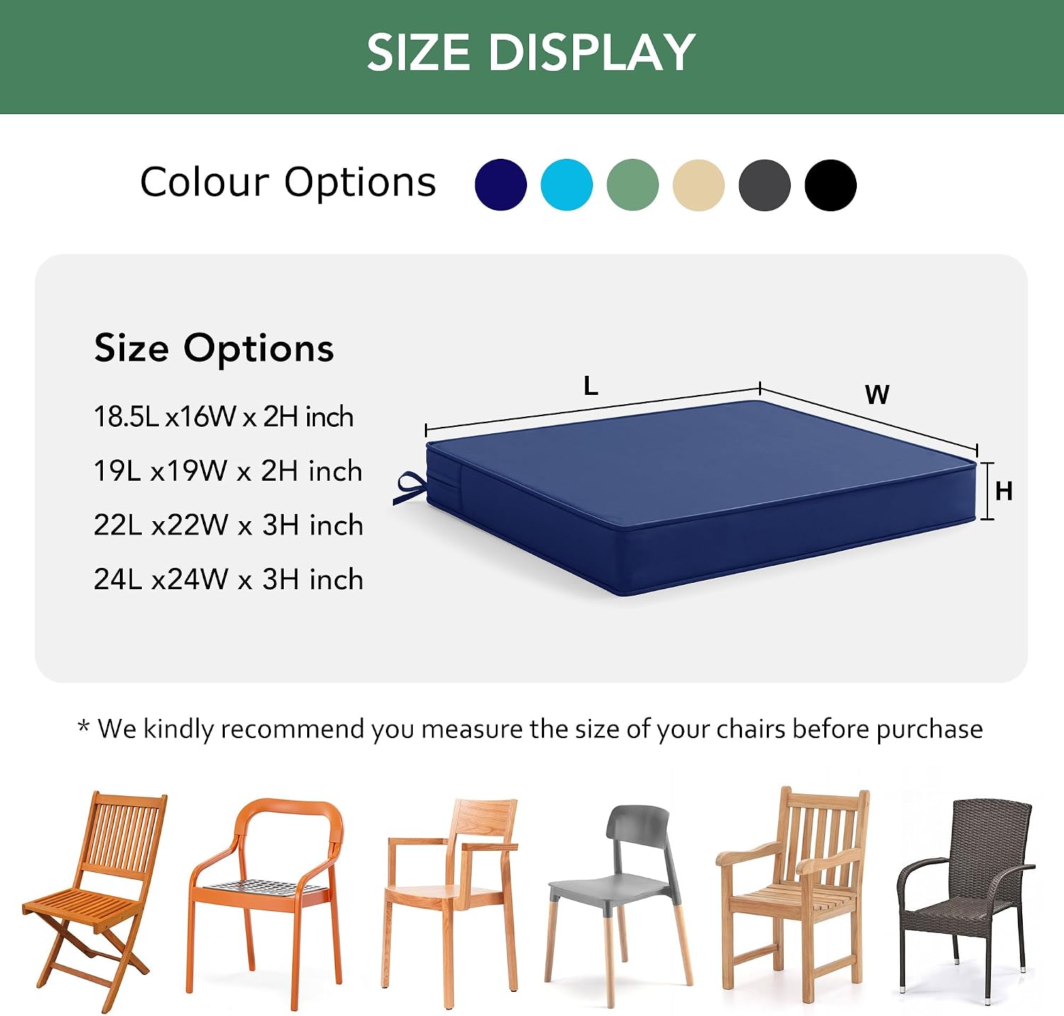 Detalle de Summsun Outdoor Chair Cushions 19 x 19 Inches