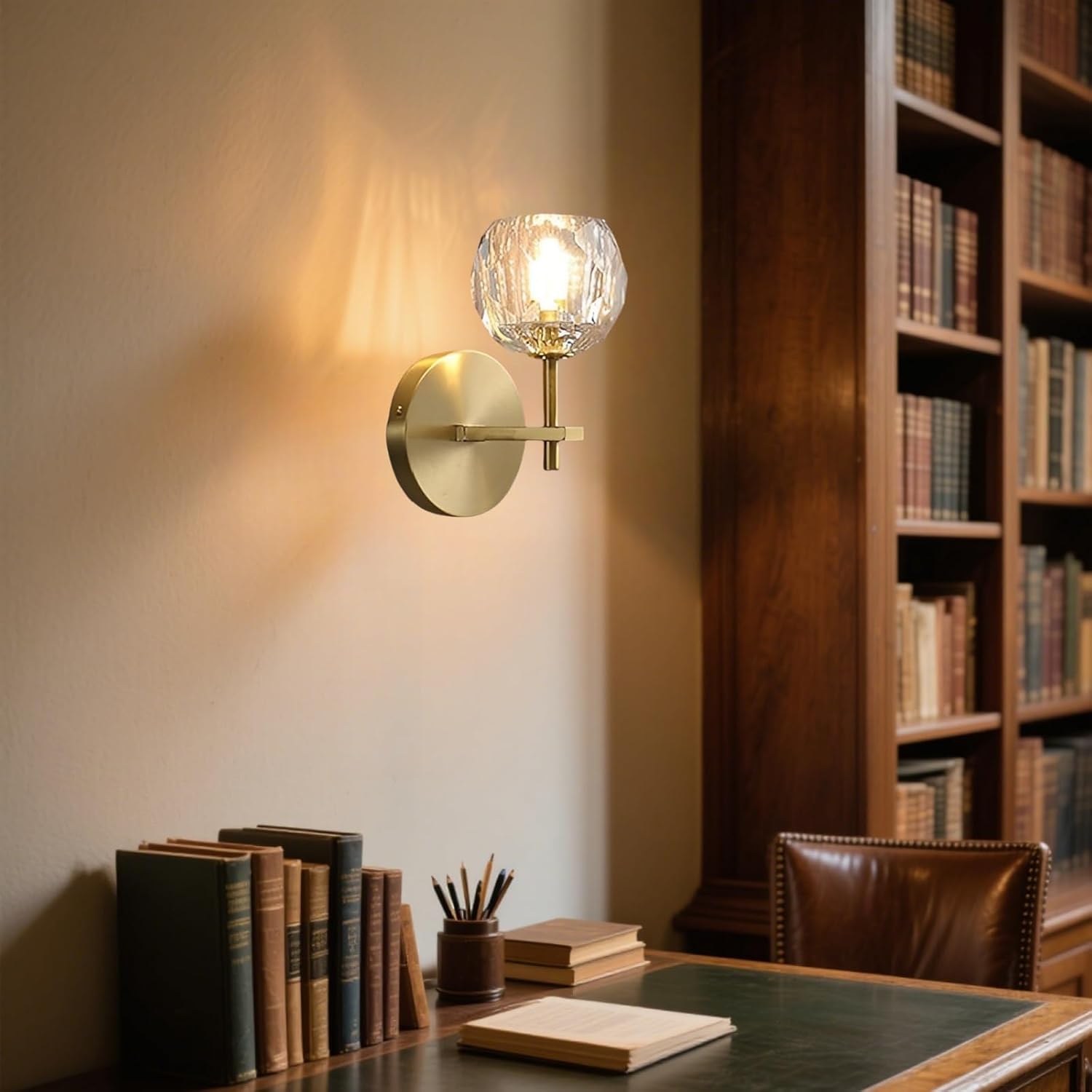 Detalle 1 de CRFASIBE YG-BD-01 wandlamp met K9-kristal, goudkleurig en warmwit G9-licht