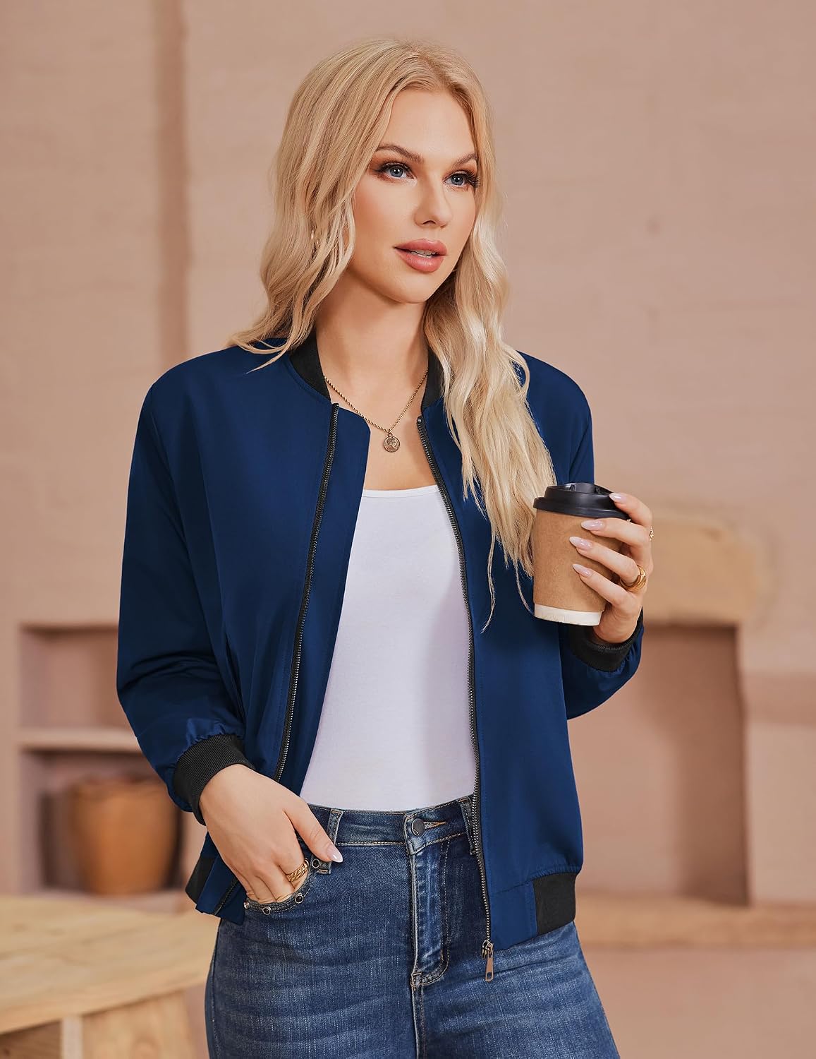 Detalle 2 de Zeagoo Bomberjacke Damen S-3XL