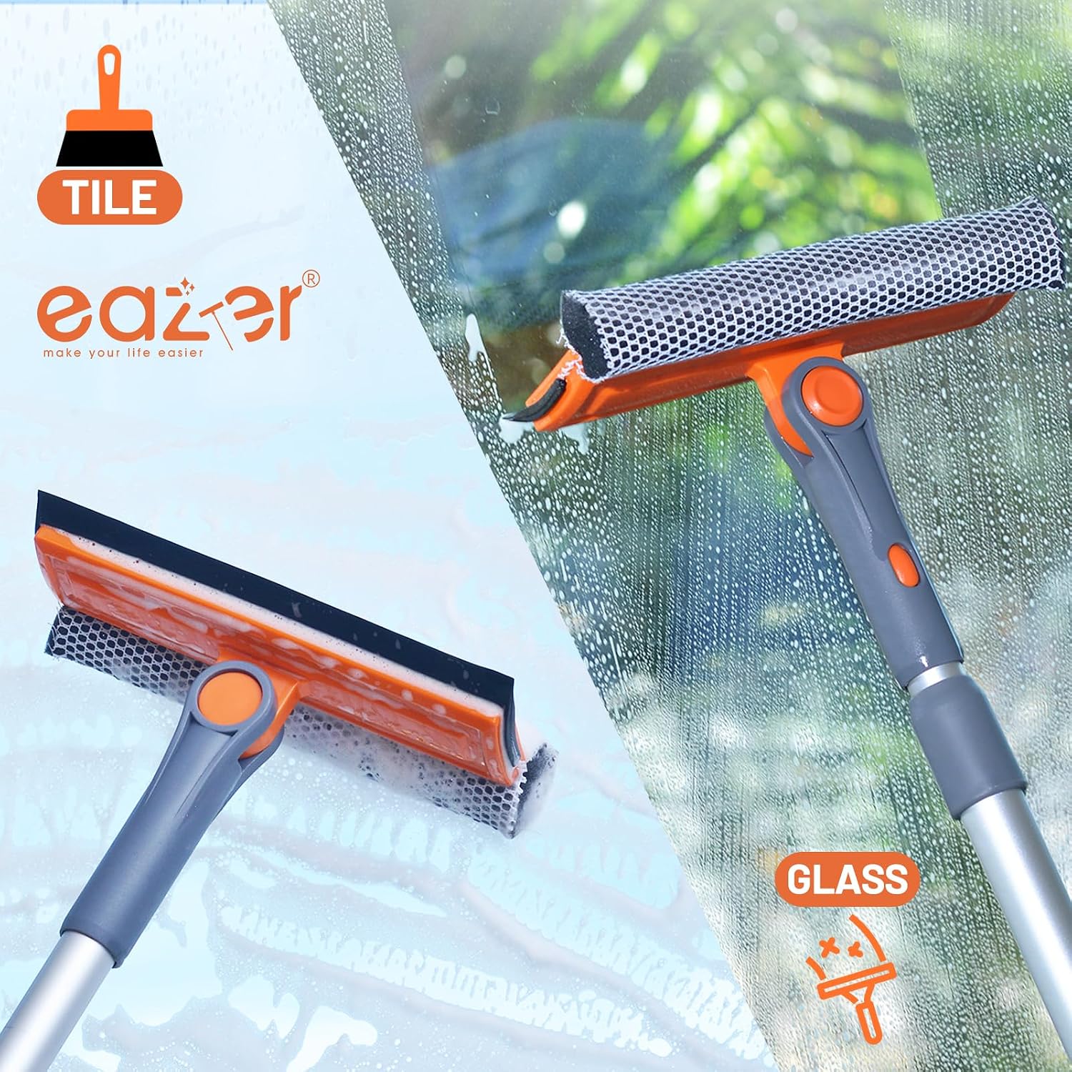 Thumbnail 2 de eazer Professional Window Squeegee 2-in-1 Rotatable with 20''-30'' Extension Pole