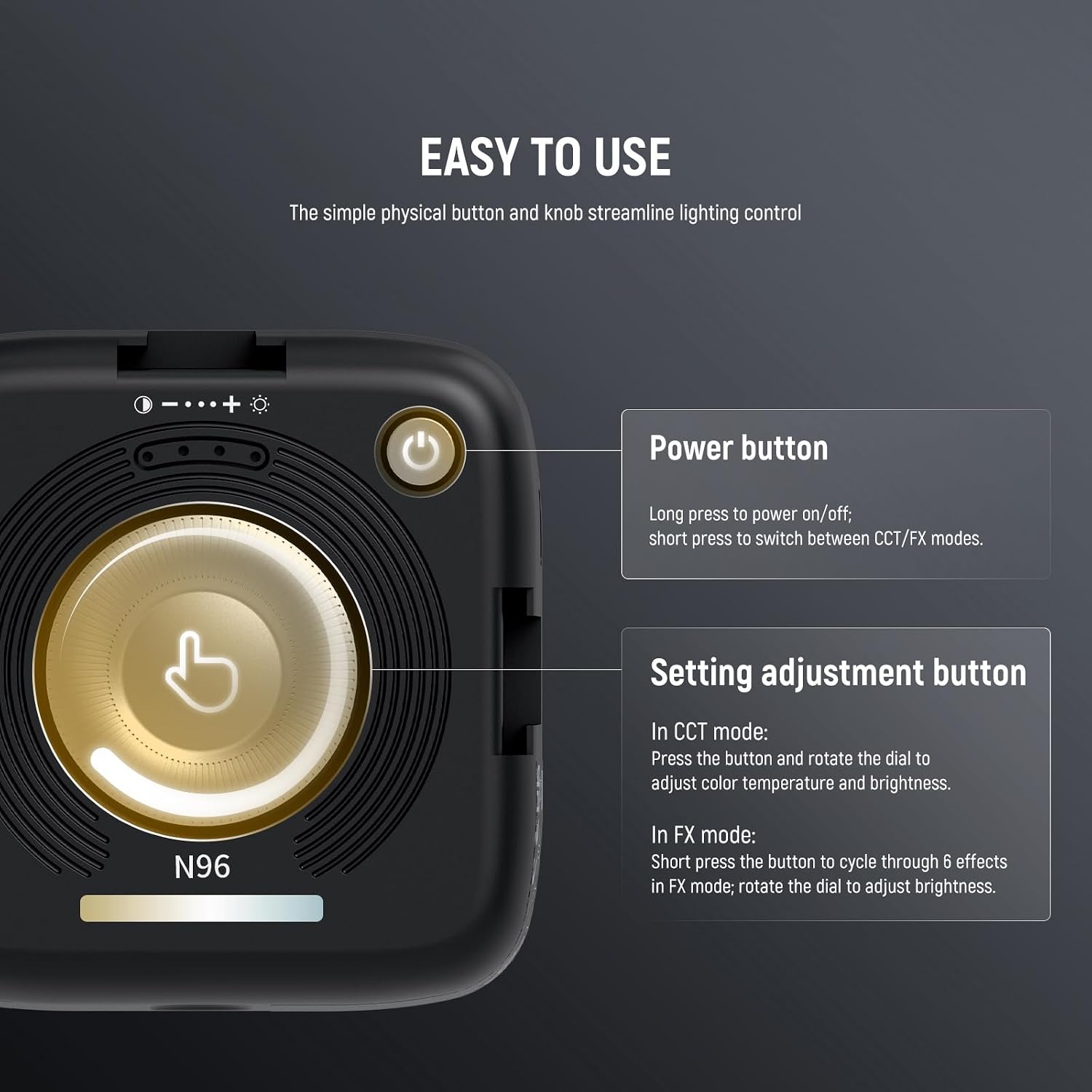 Thumbnail 6 de NEEWER Entry Level Version N96 Magnetic LED Camera Light (96 LEDs, 3000K–9000K, CRI80+, clip-on)