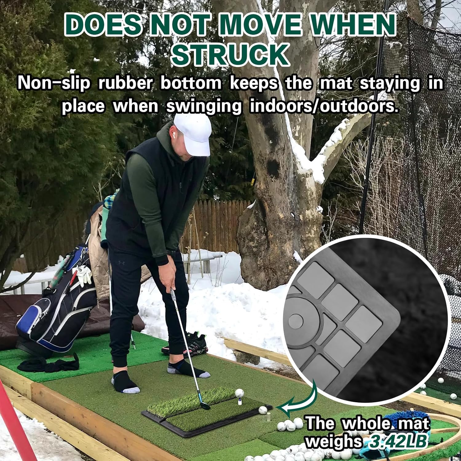 Thumbnail 3 de LIBERRWAY Golf Mat: Foldable, Replaceable Hitting Mat with Fairway & Rough Turf (Includes 5 Tees)