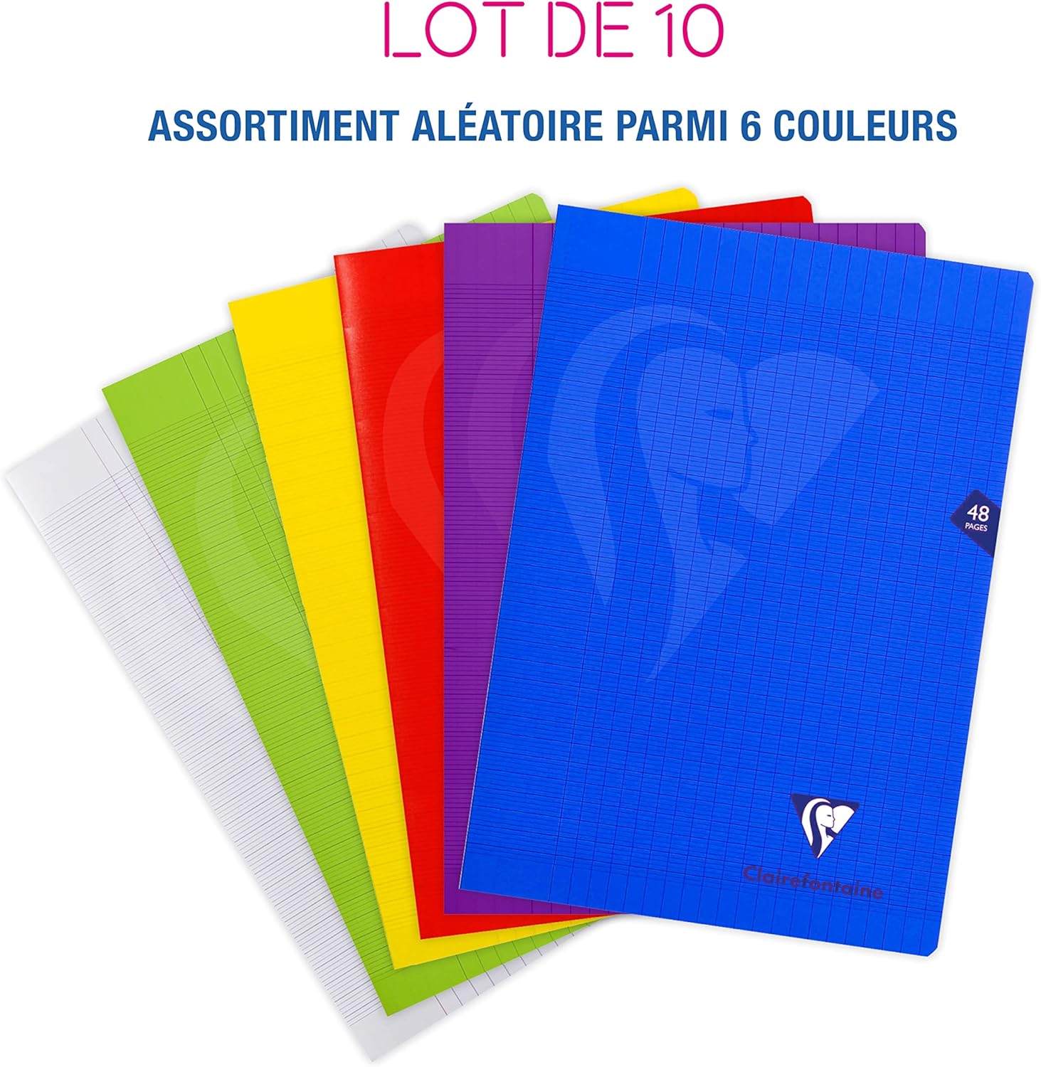 Thumbnail 1 de Clairefontaine 303101C – Lot de 10 Cahiers Agrafés Mimesys A4, 48 pages, papier 90 g, couverture polypro transparente